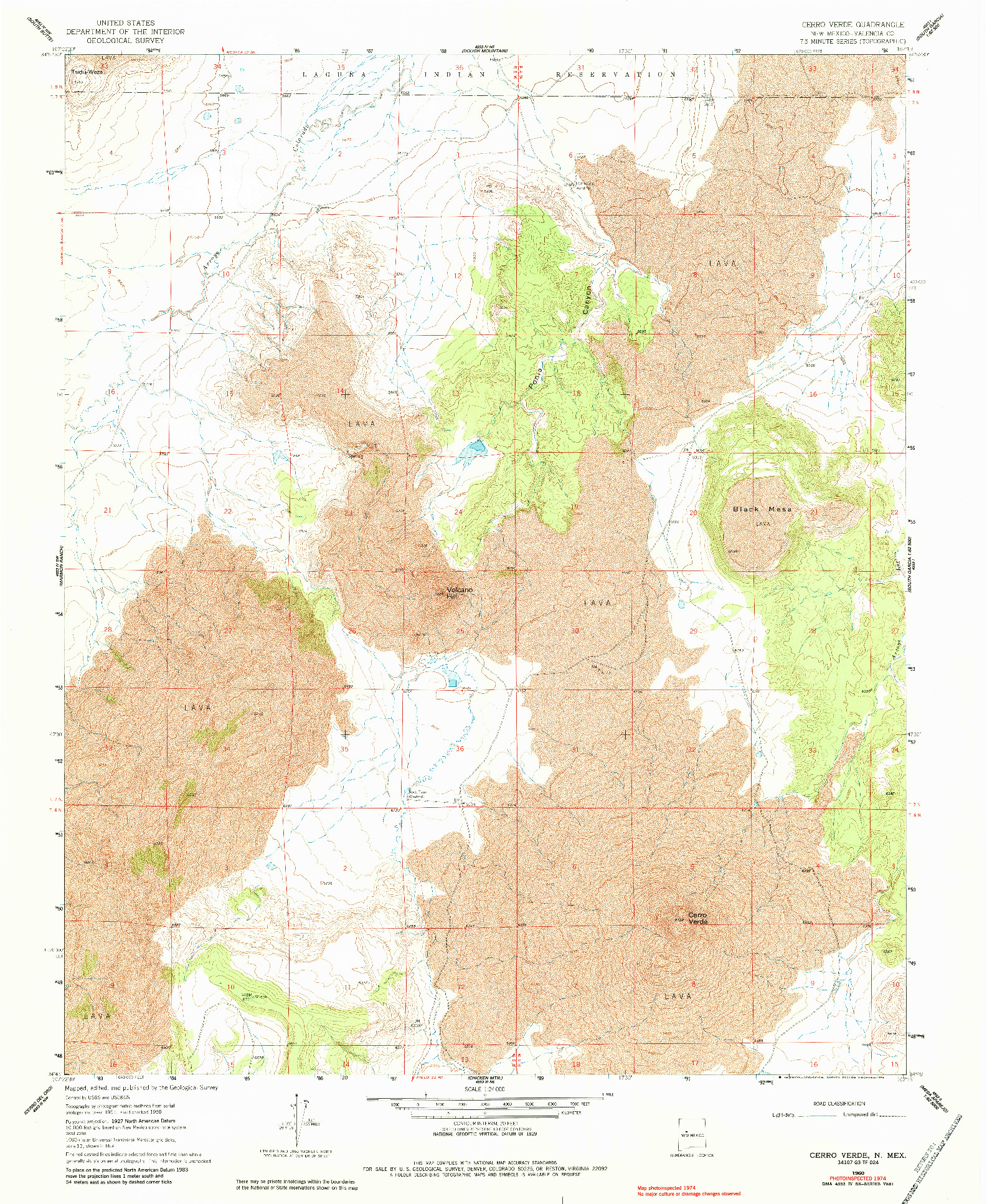 USGS 1:24000-SCALE QUADRANGLE FOR CERRO VERDE, NM 1960