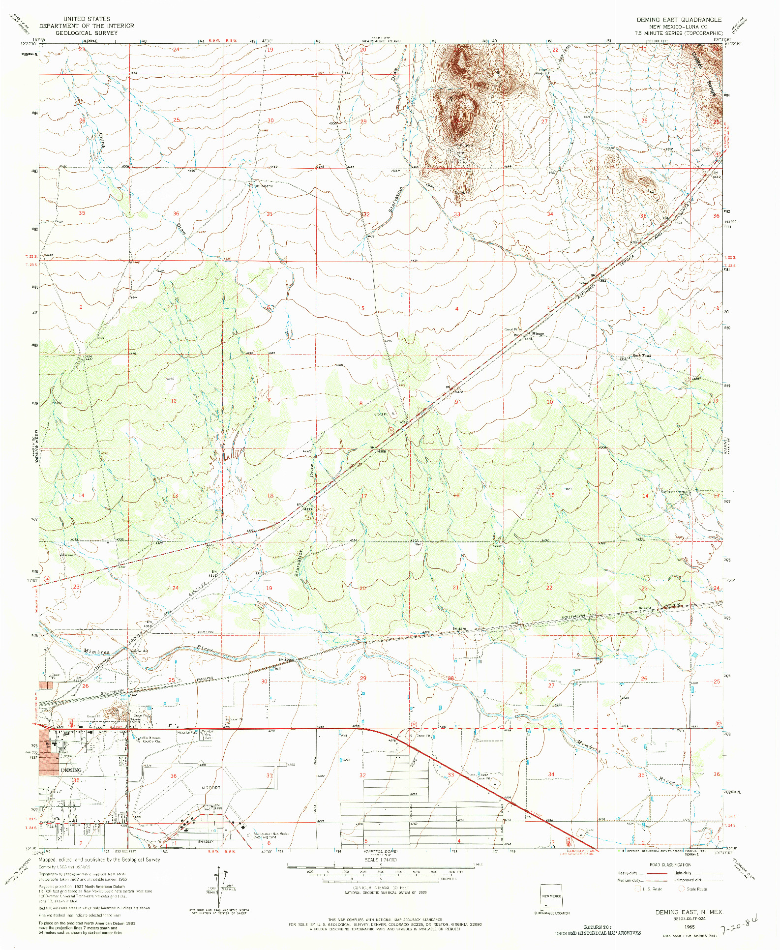 USGS 1:24000-SCALE QUADRANGLE FOR DEMING EAST, NM 1965