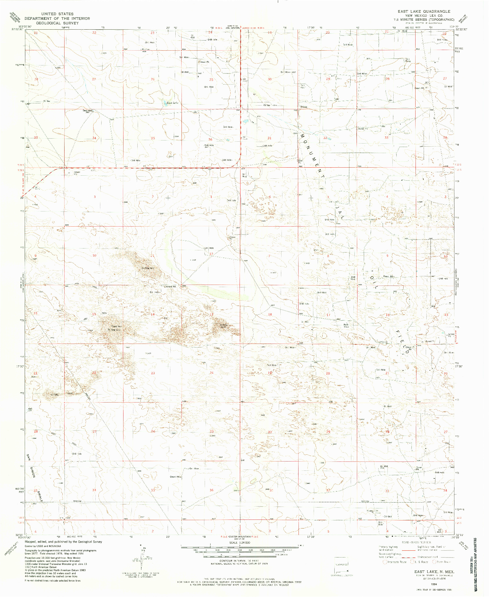 USGS 1:24000-SCALE QUADRANGLE FOR EAST LAKE, NM 1984