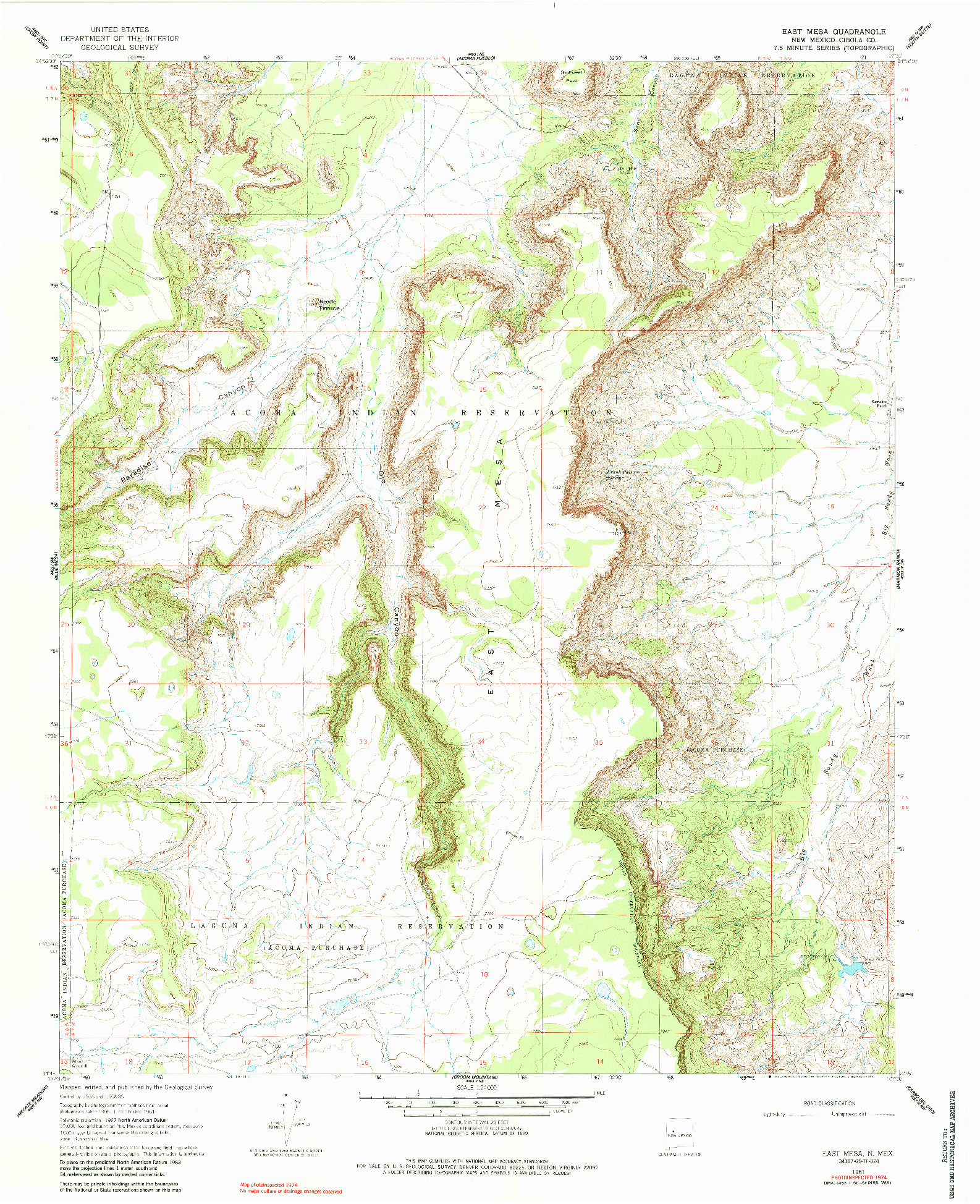USGS 1:24000-SCALE QUADRANGLE FOR EAST MESA, NM 1961