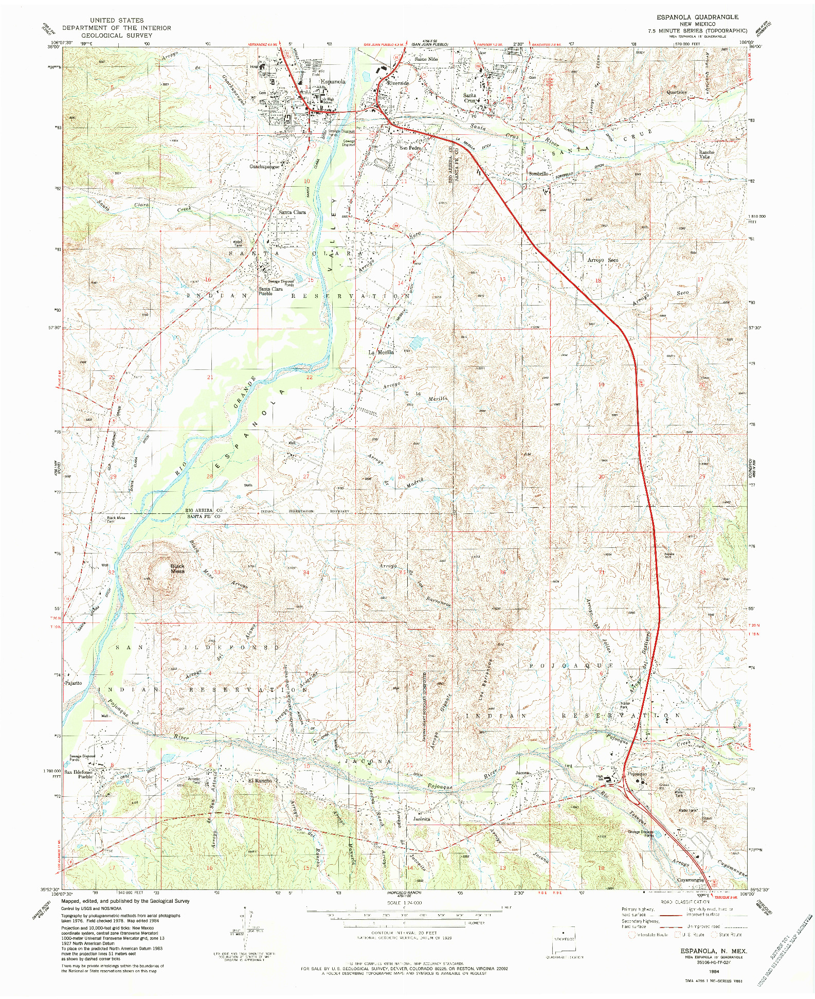 USGS 1:24000-SCALE QUADRANGLE FOR ESPANOLA, NM 1984