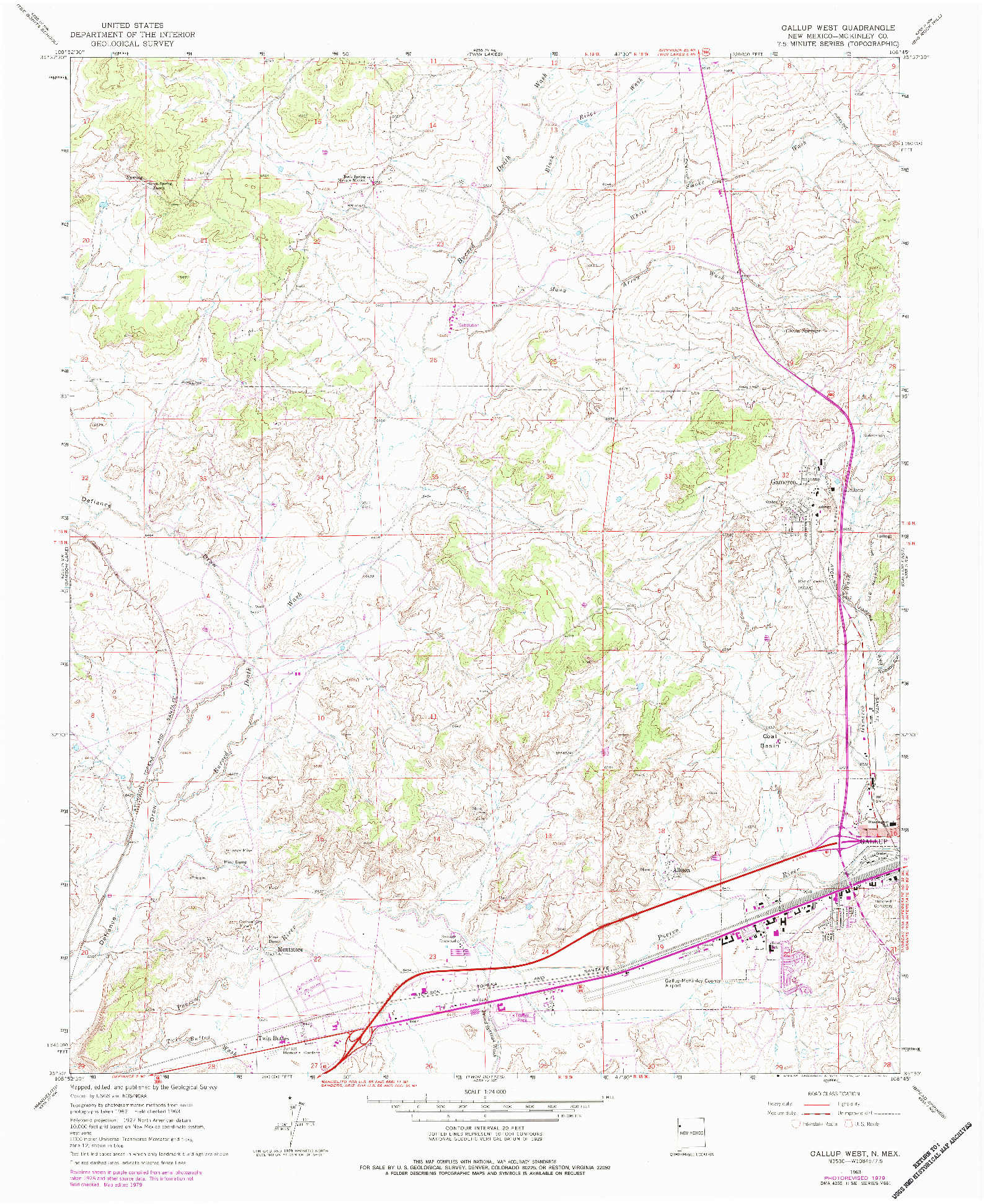 USGS 1:24000-SCALE QUADRANGLE FOR GALLUP WEST, NM 1963