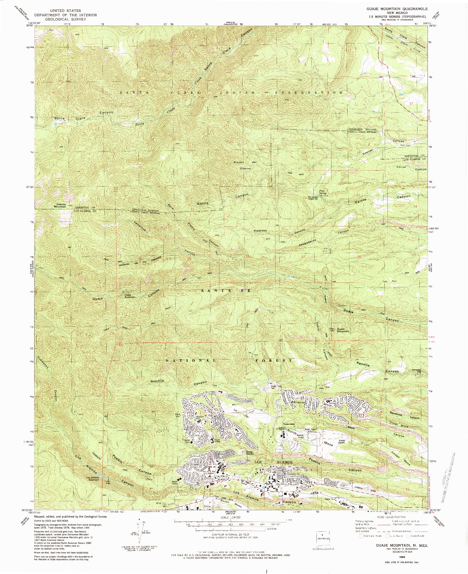 USGS 1:24000-SCALE QUADRANGLE FOR GUAJE MOUNTAIN, NM 1984