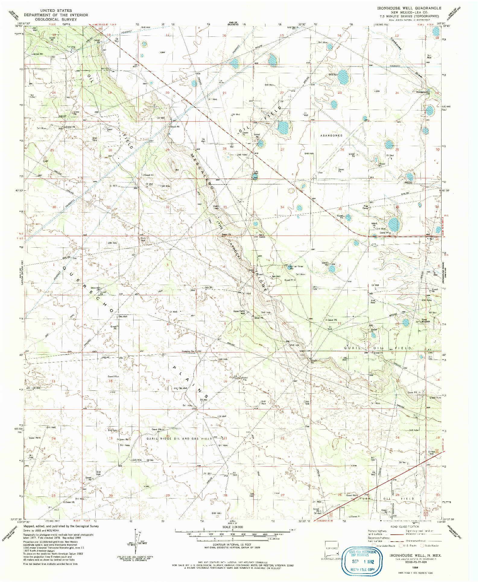 USGS 1:24000-SCALE QUADRANGLE FOR IRONHOUSE WELL, NM 1984