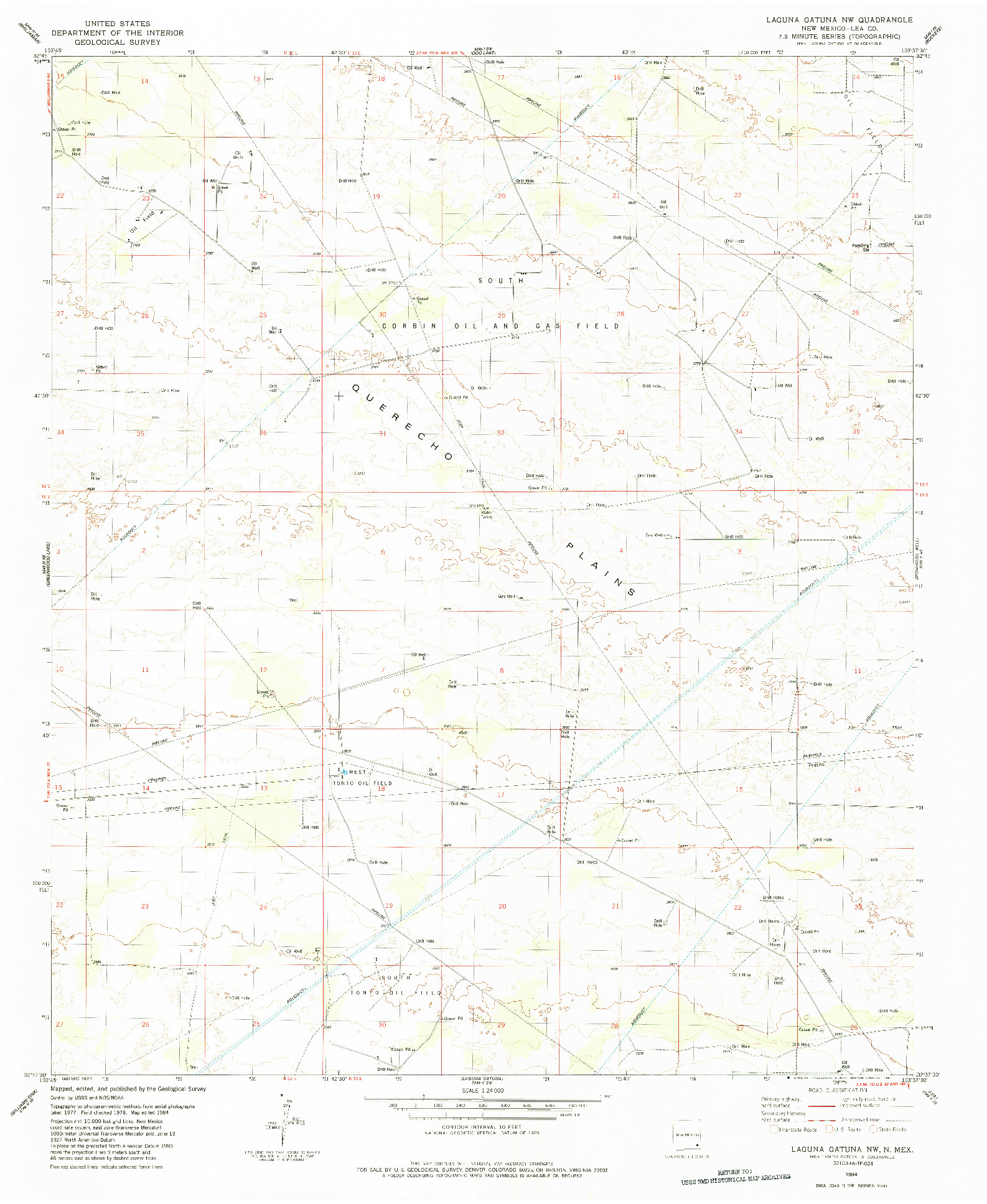USGS 1:24000-SCALE QUADRANGLE FOR LAGUNA GATUNA NW, NM 1984