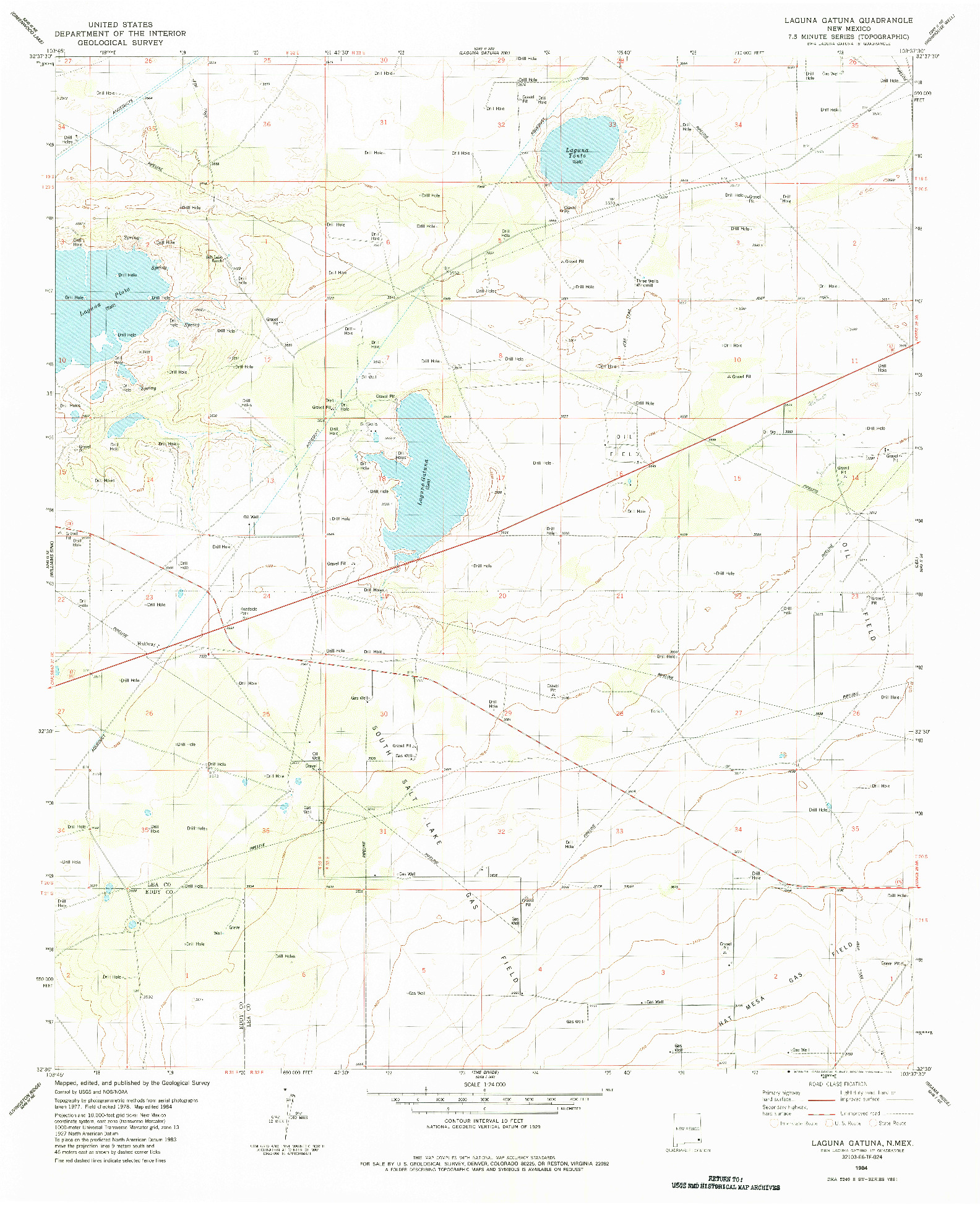 USGS 1:24000-SCALE QUADRANGLE FOR LAGUNA GATUNA, NM 1984