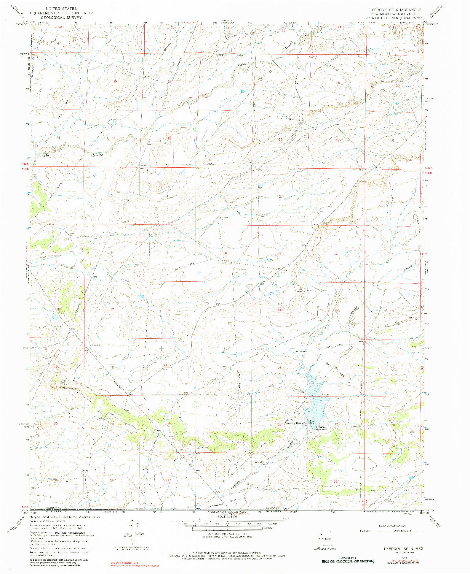 USGS 1:24000-SCALE QUADRANGLE FOR LYBROOK SE, NM 1966