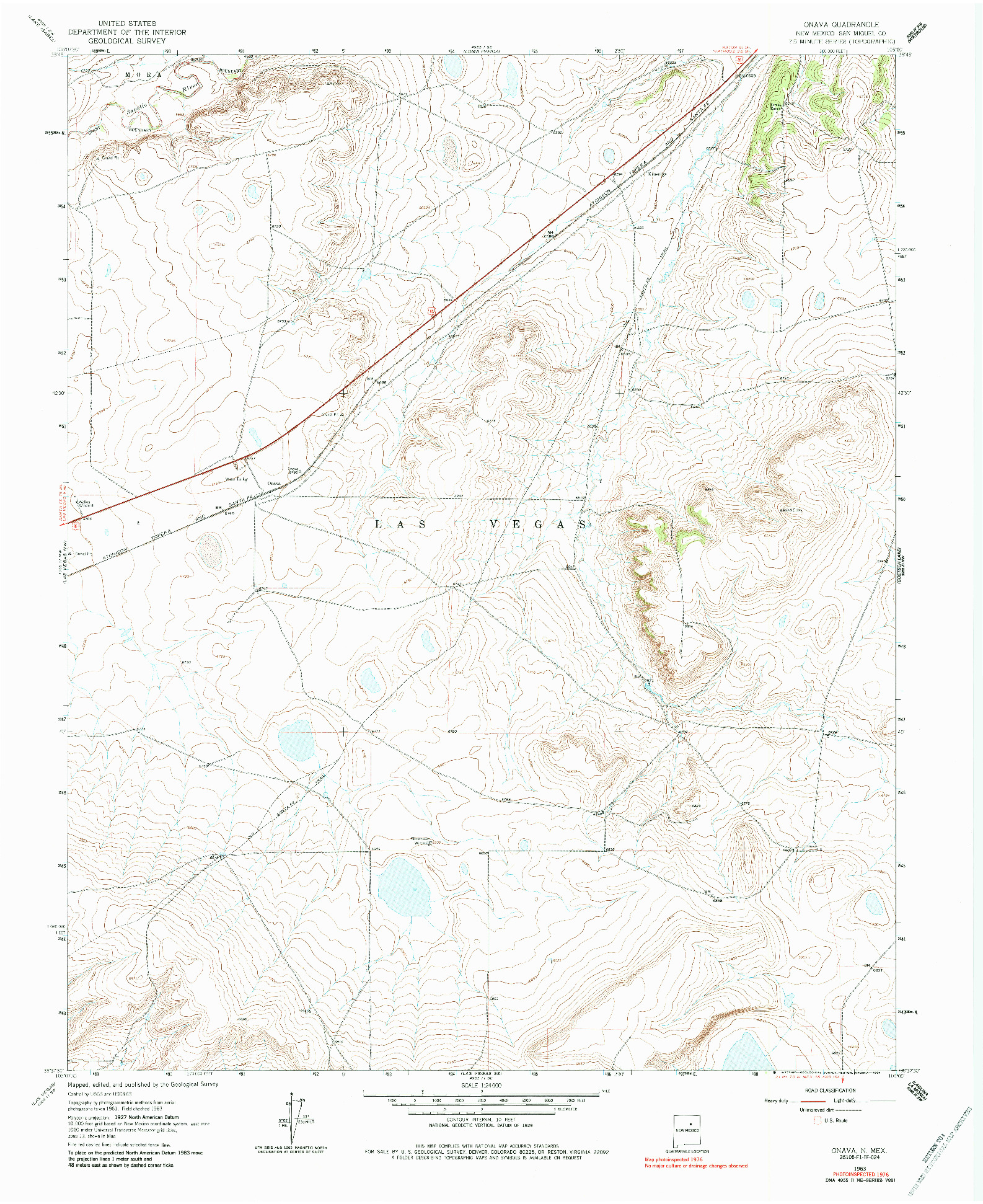 USGS 1:24000-SCALE QUADRANGLE FOR ONAVA, NM 1963