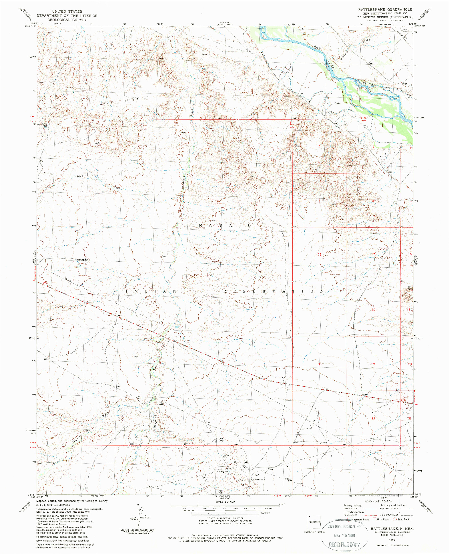 USGS 1:24000-SCALE QUADRANGLE FOR RATTLESNAKE, NM 1983