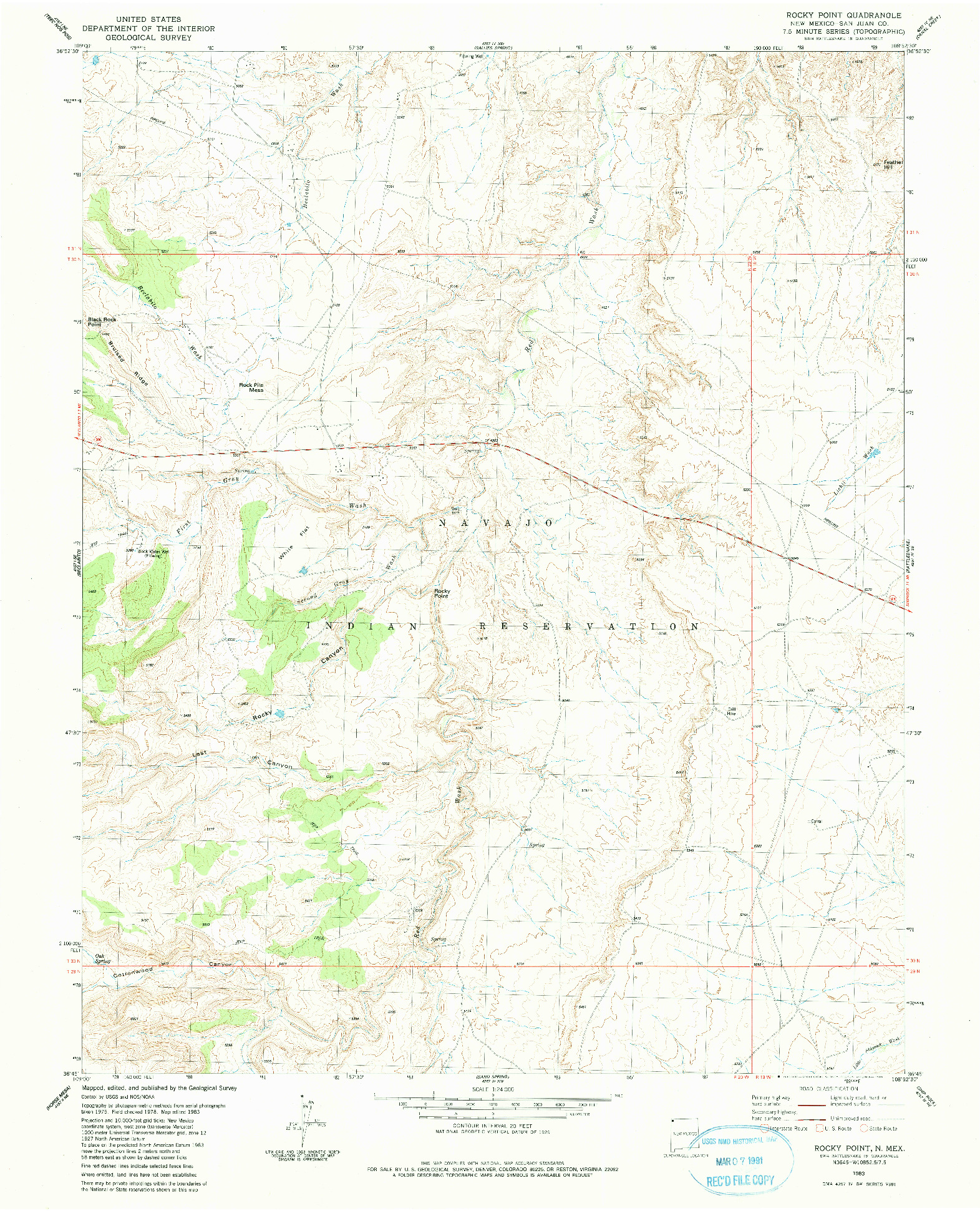 USGS 1:24000-SCALE QUADRANGLE FOR ROCKY POINT, NM 1983