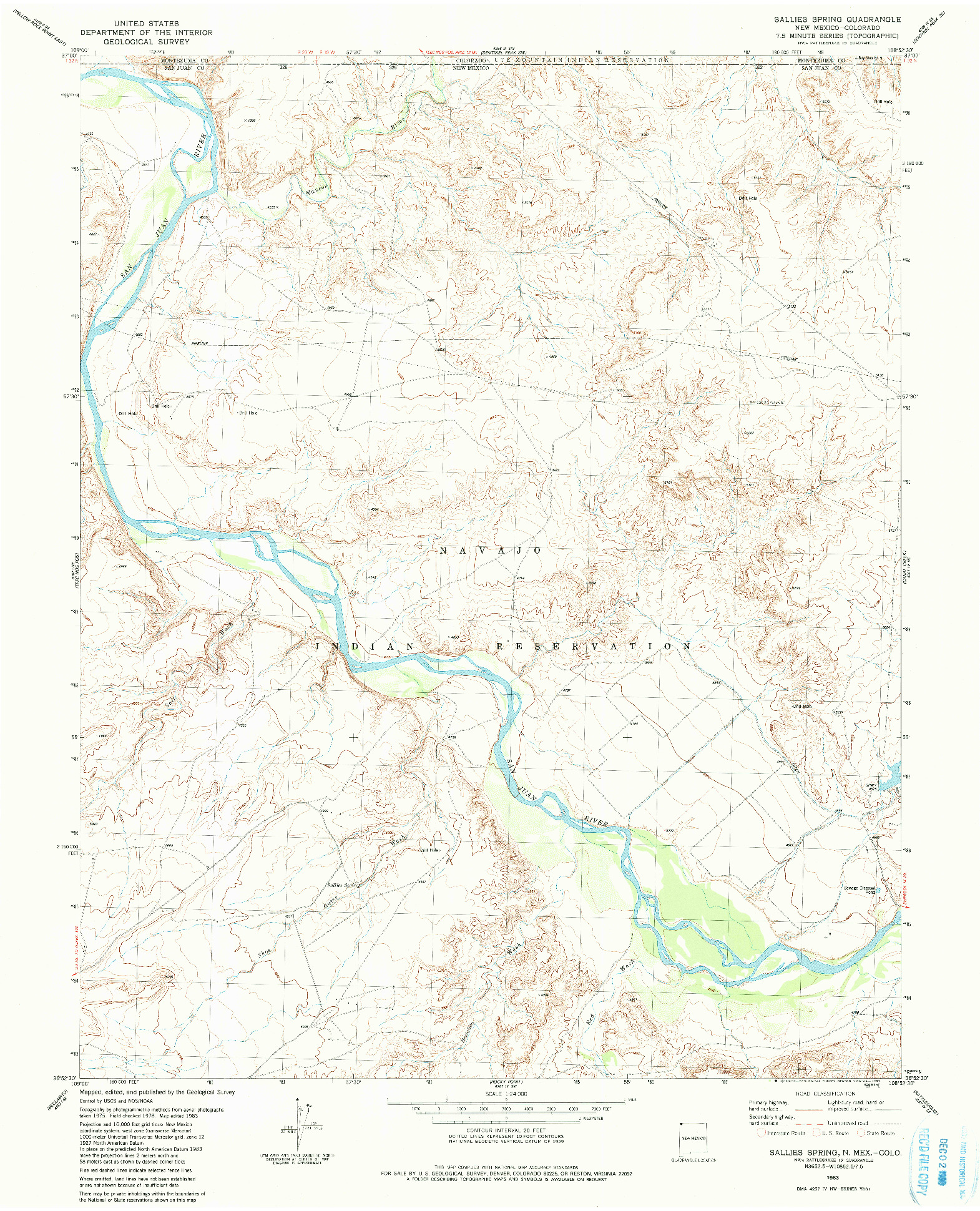 USGS 1:24000-SCALE QUADRANGLE FOR SALLIES SPRING, NM 1983