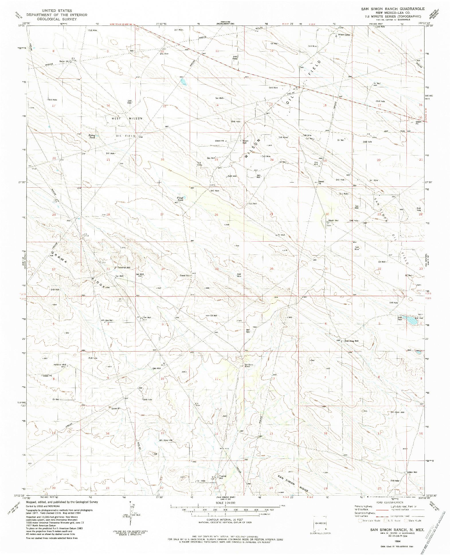 USGS 1:24000-SCALE QUADRANGLE FOR SAN SIMON RANCH, NM 1984