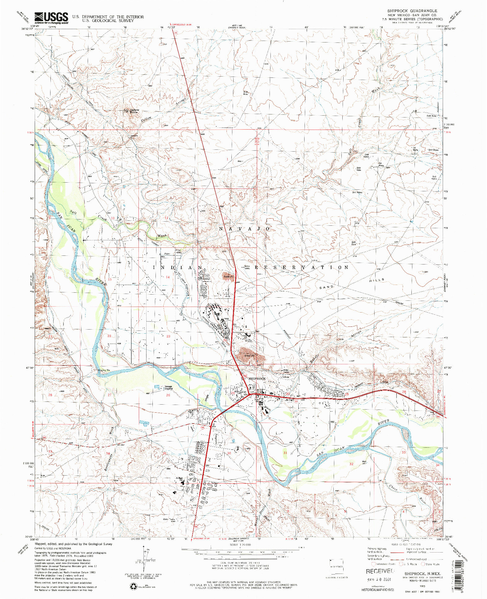 USGS 1:24000-SCALE QUADRANGLE FOR SHIPROCK, NM 1983