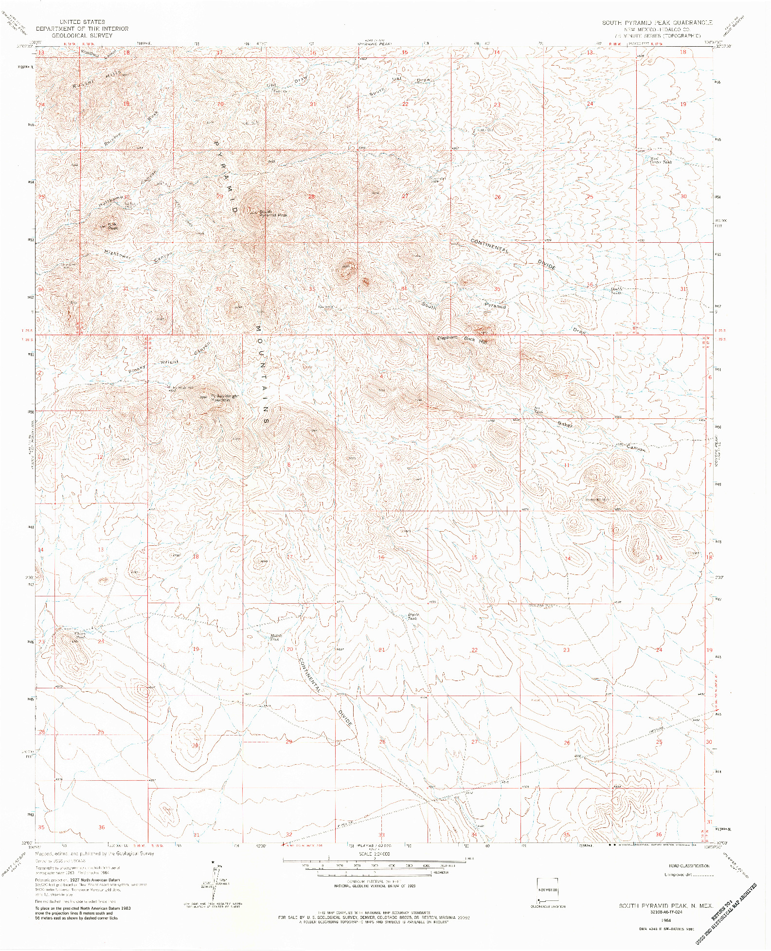 USGS 1:24000-SCALE QUADRANGLE FOR SOUTH PYRAMID PEAK, NM 1964