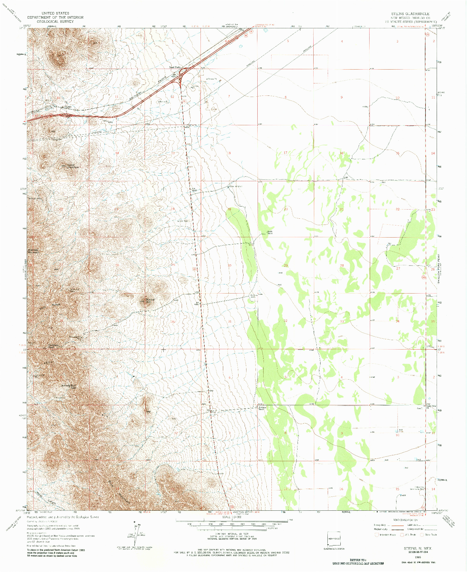 USGS 1:24000-SCALE QUADRANGLE FOR STEINS, NM 1965