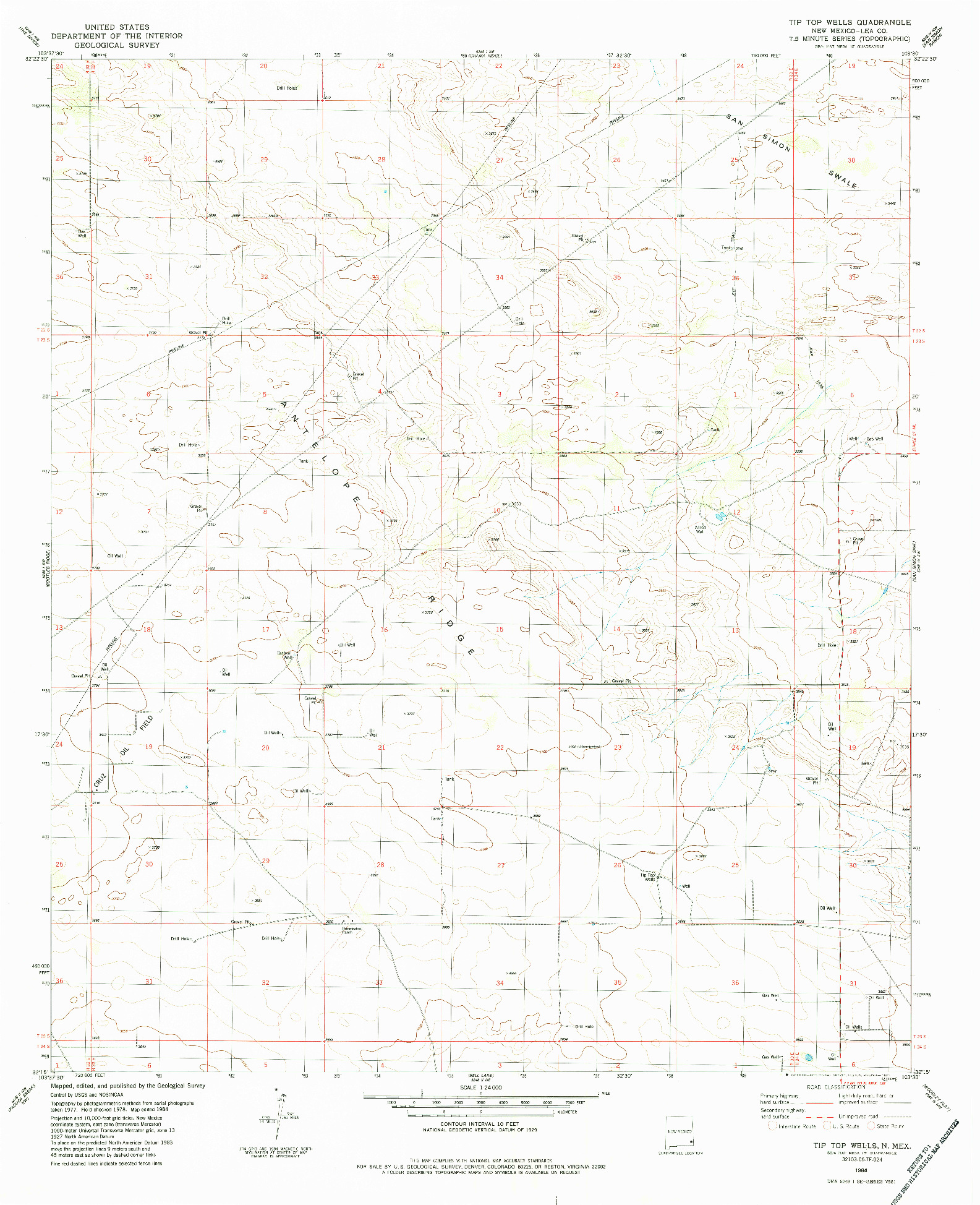 USGS 1:24000-SCALE QUADRANGLE FOR TIP TOP WELLS, NM 1984