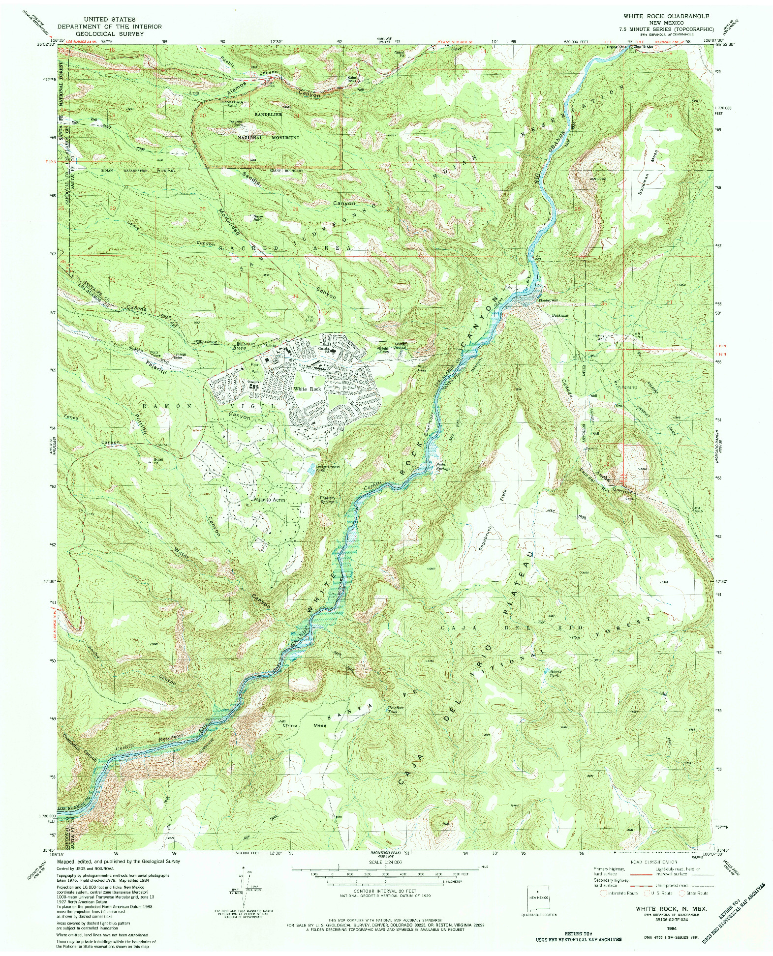 USGS 1:24000-SCALE QUADRANGLE FOR WHITE ROCK, NM 1984