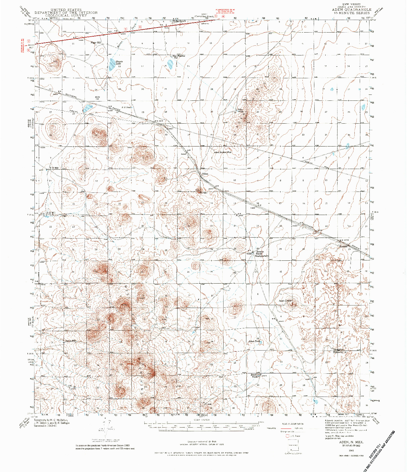 USGS 1:62500-SCALE QUADRANGLE FOR ADEN, NM 1941