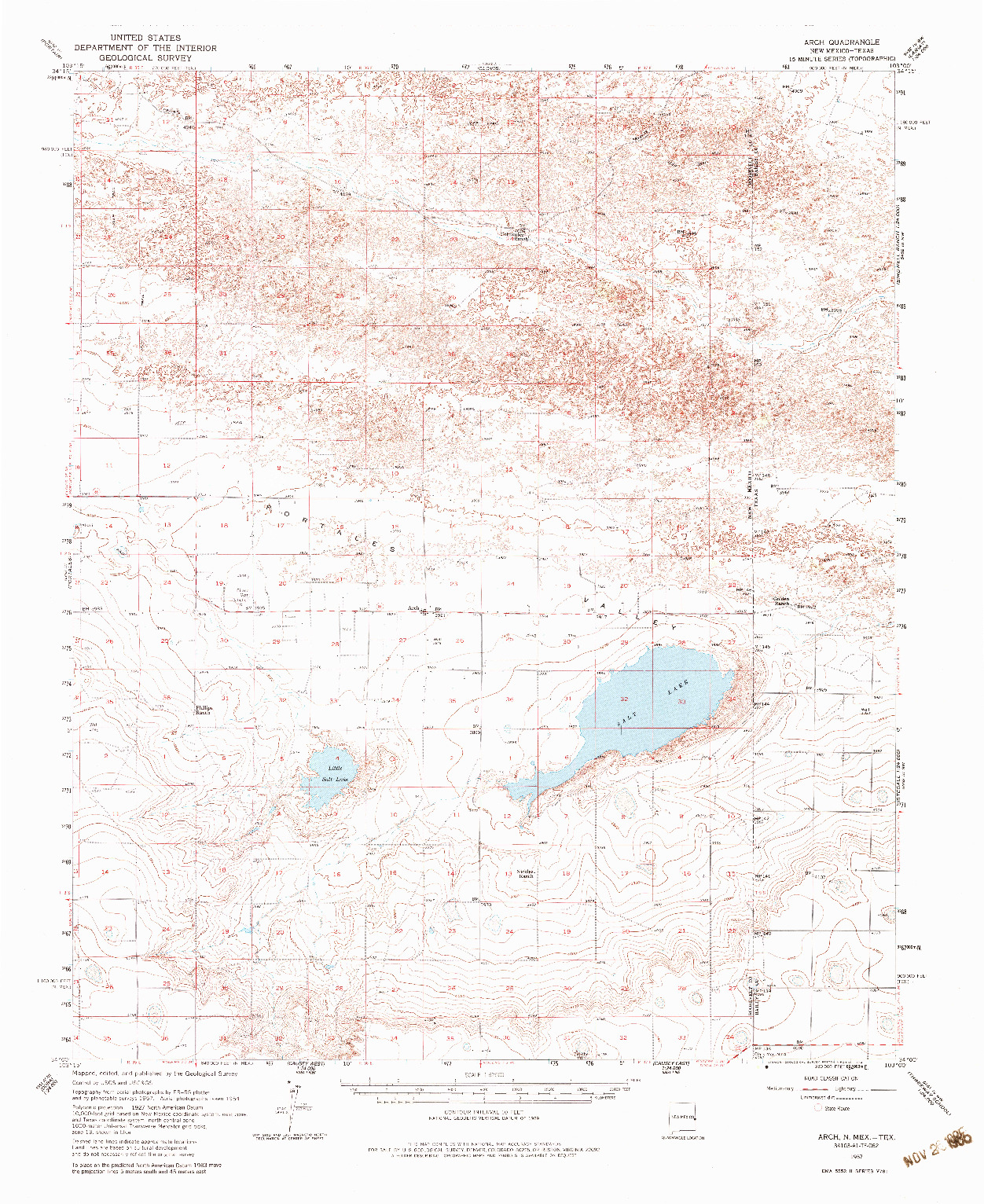 USGS 1:62500-SCALE QUADRANGLE FOR ARCH, NM 1957