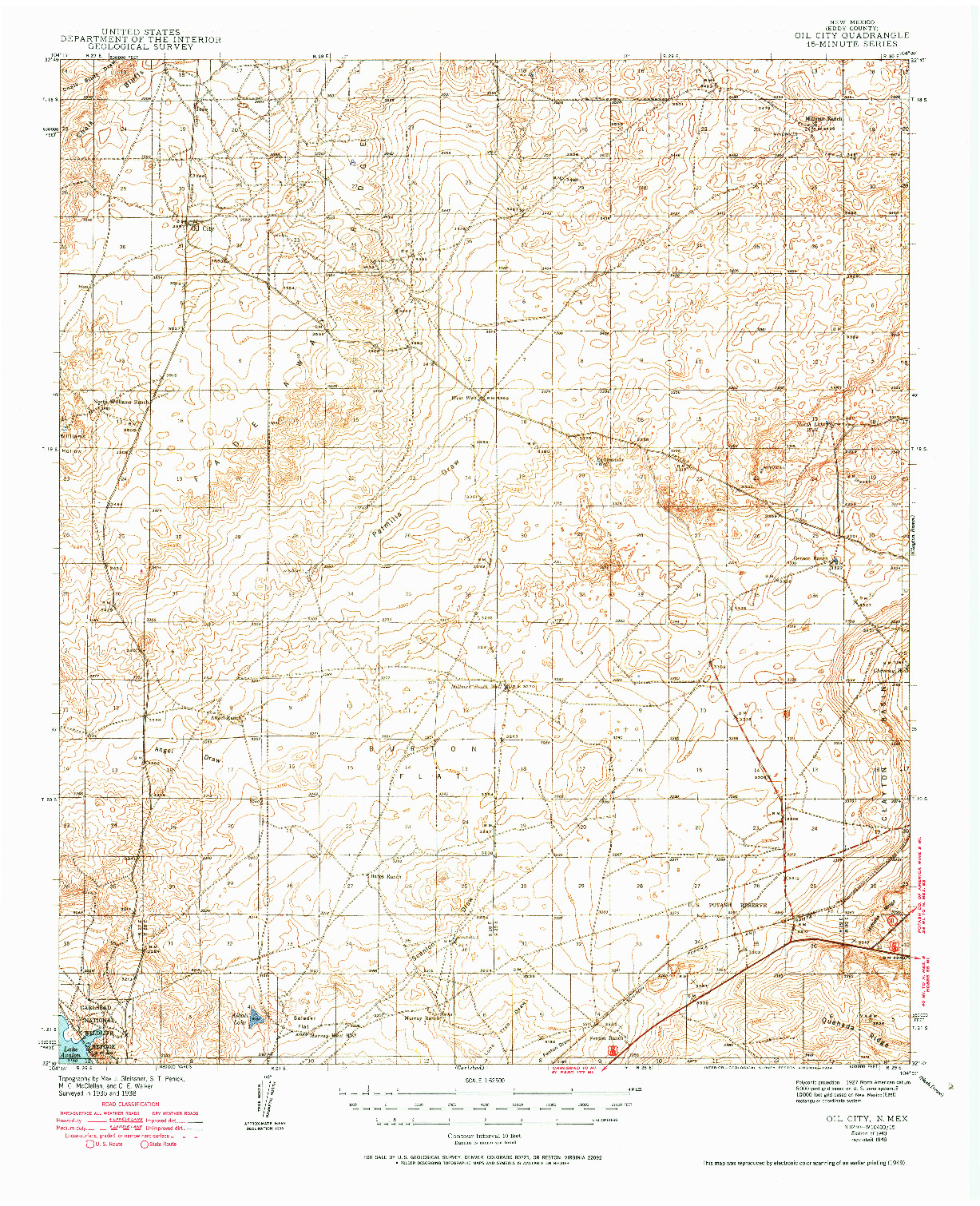 USGS 1:62500-SCALE QUADRANGLE FOR OIL CITY, NM 1943