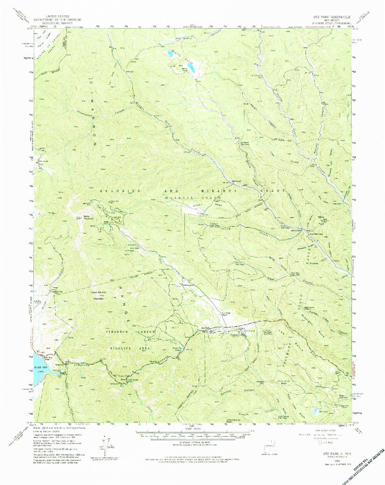 USGS 1:62500-SCALE QUADRANGLE FOR UTE PARK, NM 1955