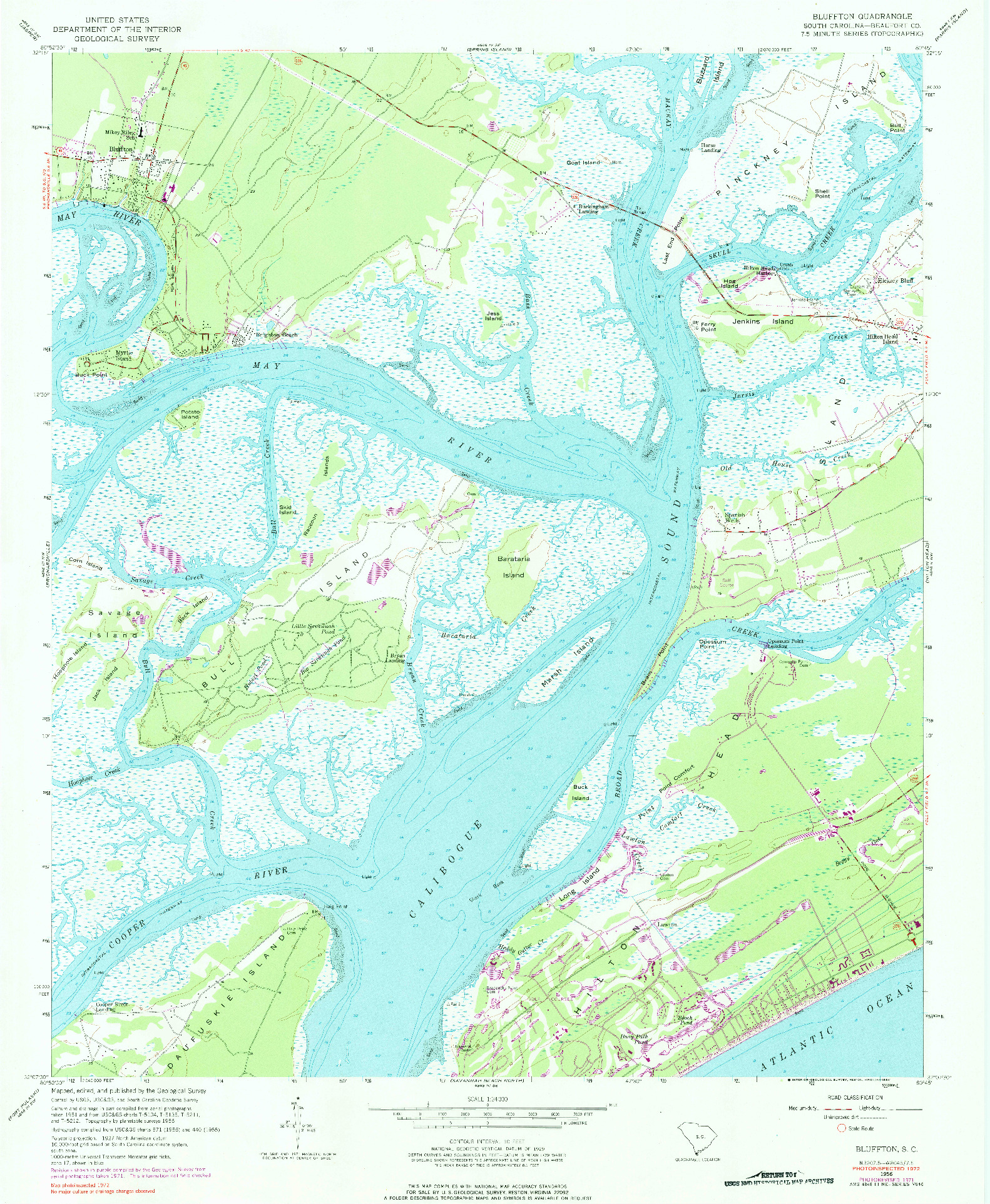 USGS 1:24000-SCALE QUADRANGLE FOR BLUFFTON, SC 1956
