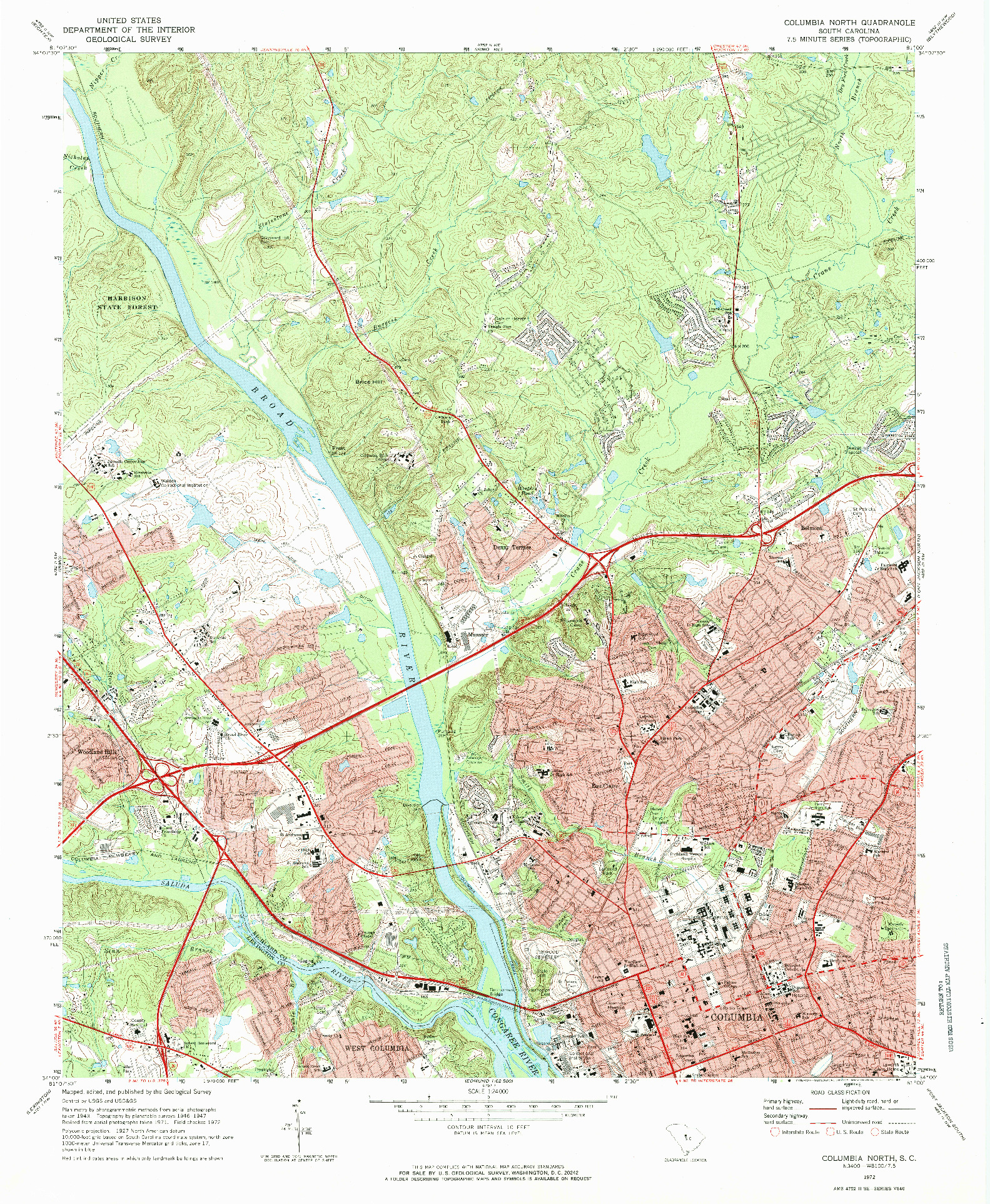 USGS 1:24000-SCALE QUADRANGLE FOR COLUMBIA NORTH, SC 1972