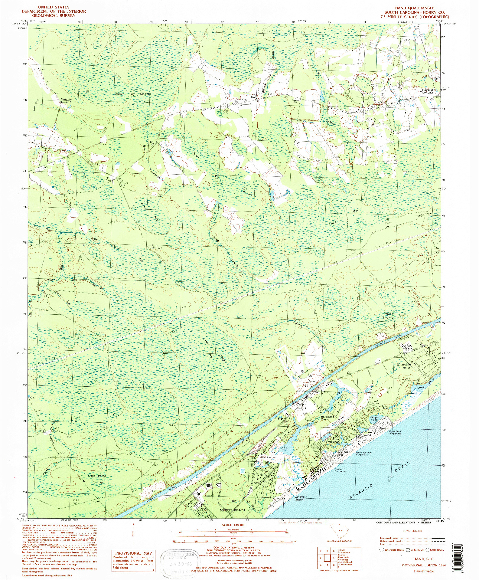 USGS 1:24000-SCALE QUADRANGLE FOR HAND, SC 1984