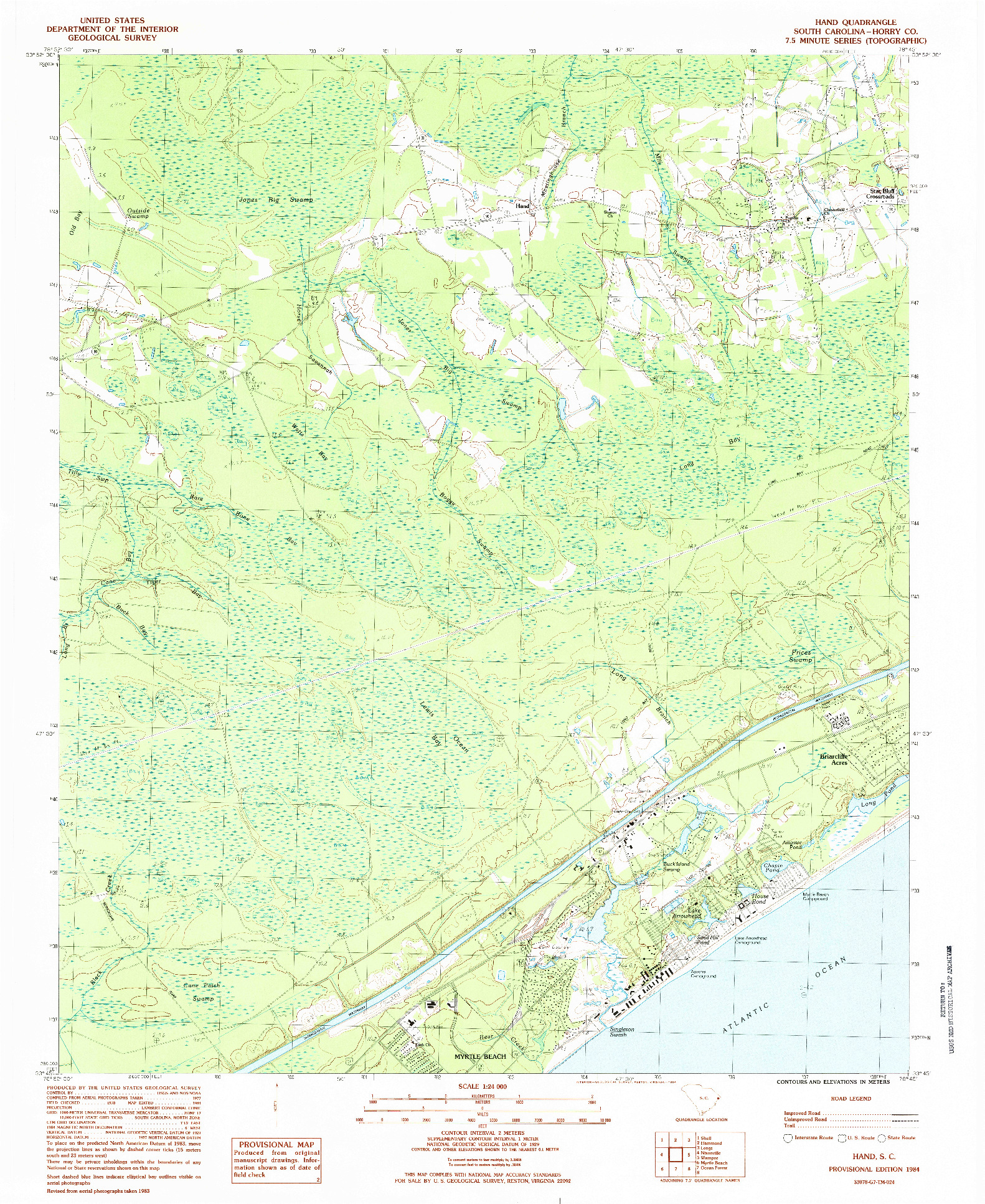 USGS 1:24000-SCALE QUADRANGLE FOR HAND, SC 1984