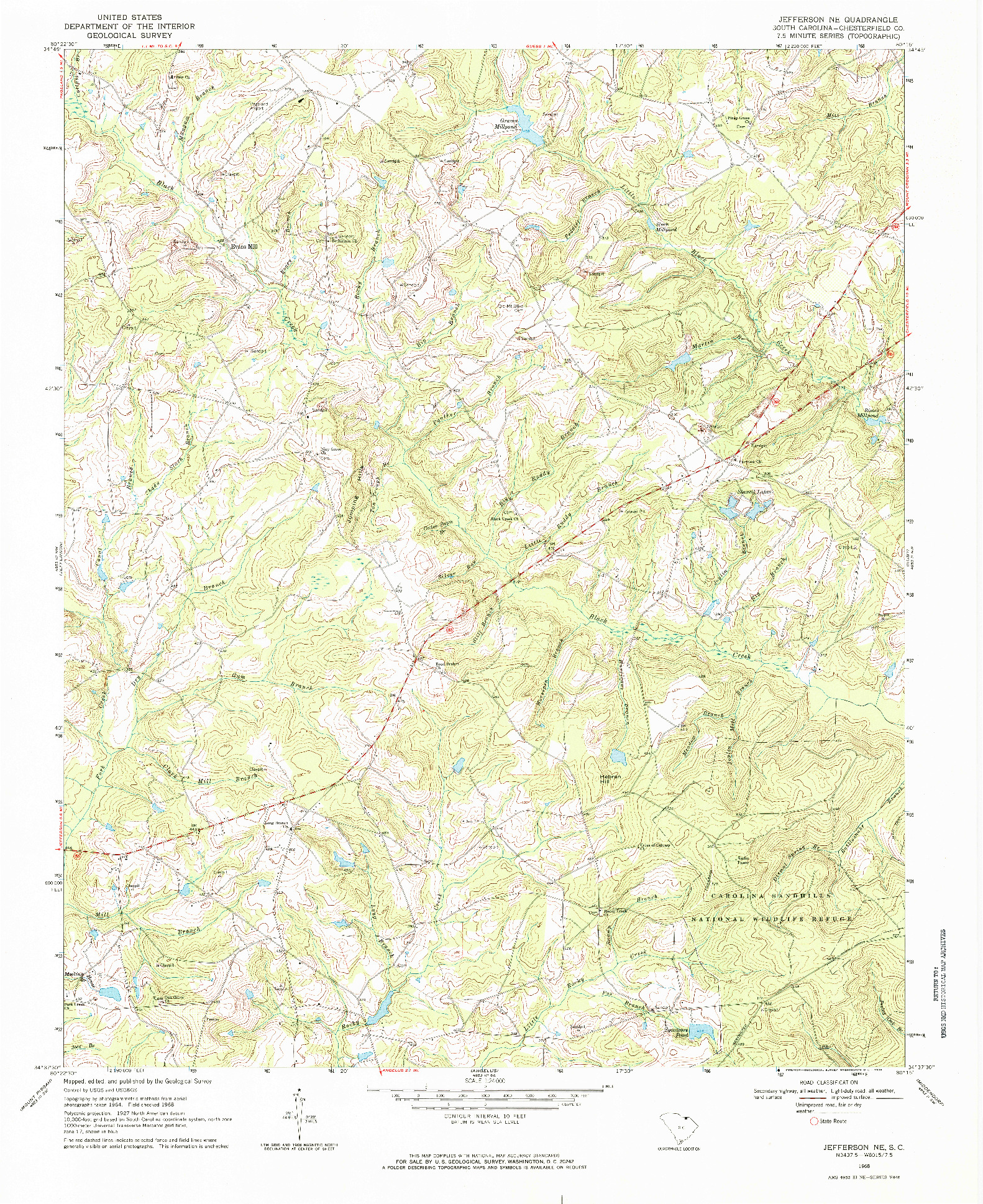 USGS 1:24000-SCALE QUADRANGLE FOR JEFFERSON NE, SC 1968
