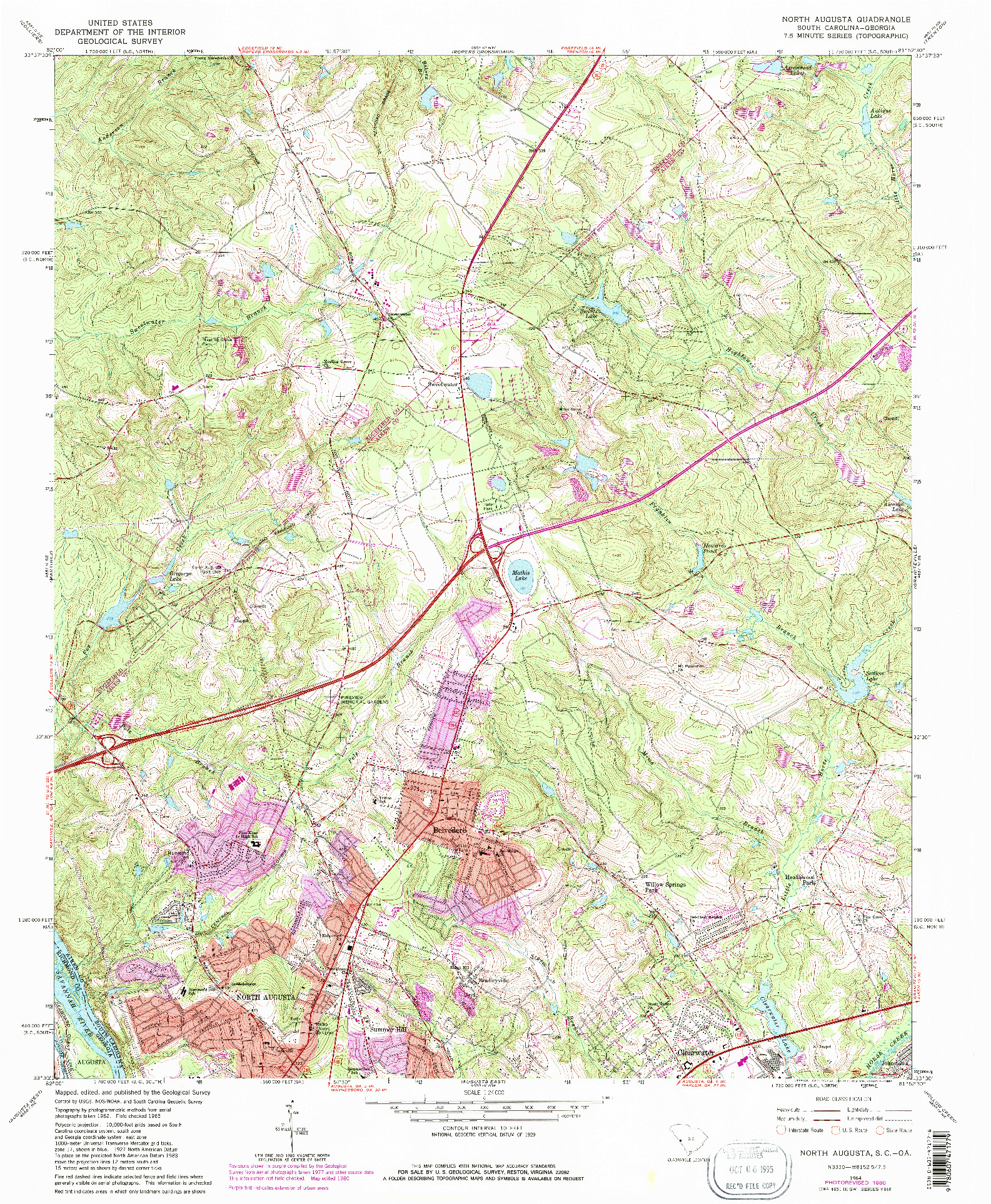 USGS 1:24000-SCALE QUADRANGLE FOR NORTH AUGUSTA, SC 1964