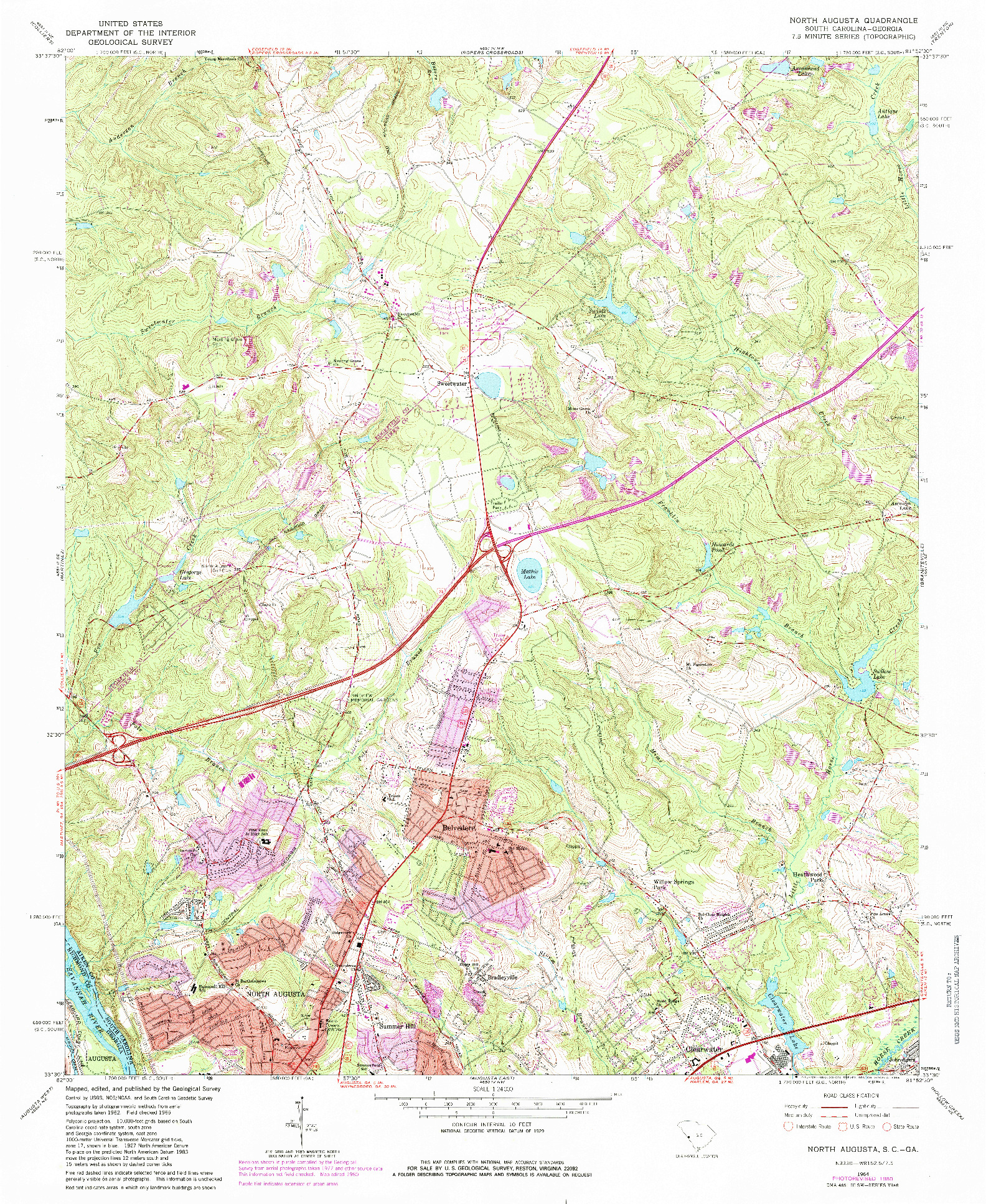 USGS 1:24000-SCALE QUADRANGLE FOR NORTH AUGUSTA, SC 1964