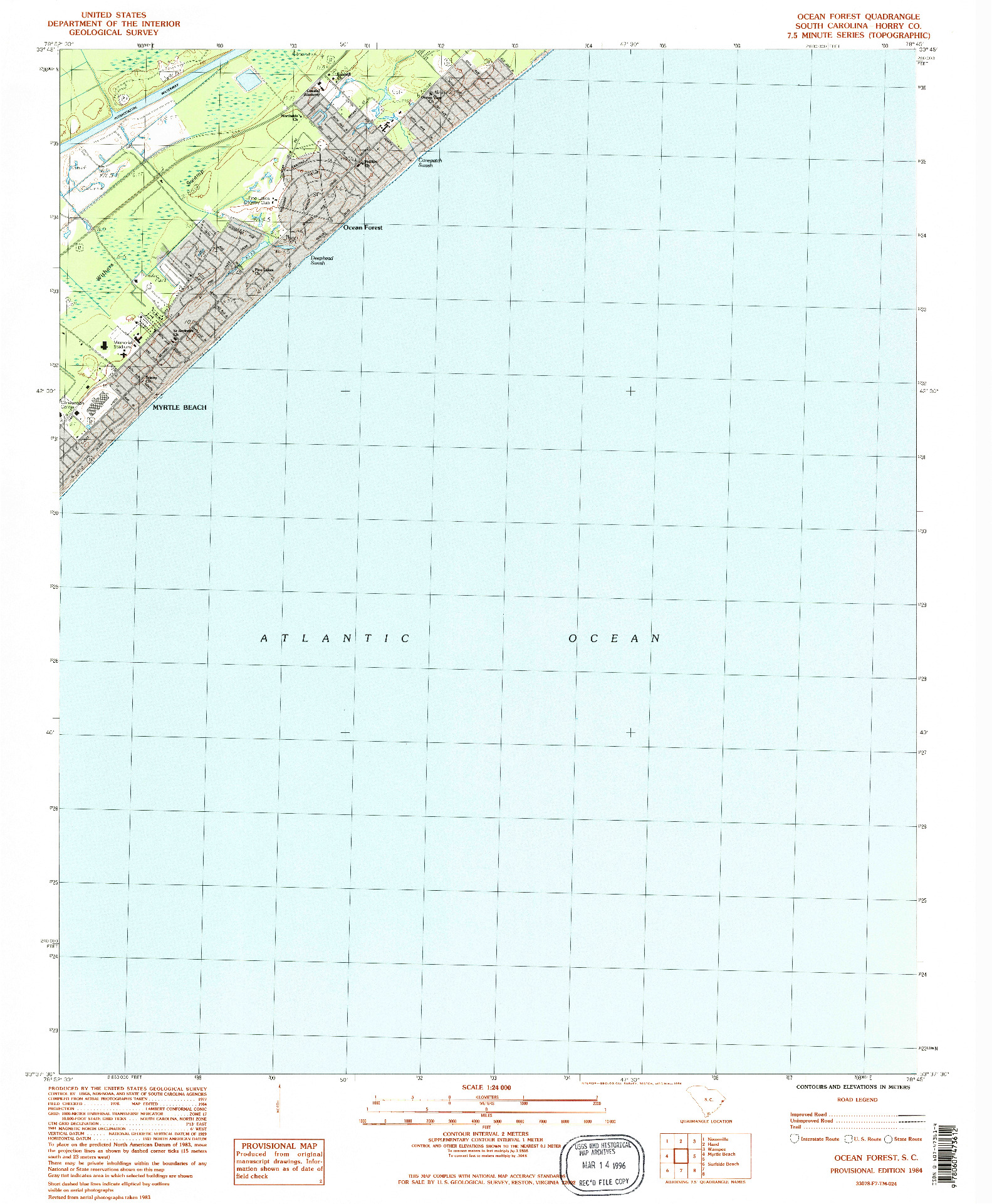 USGS 1:24000-SCALE QUADRANGLE FOR OCEAN FOREST, SC 1984