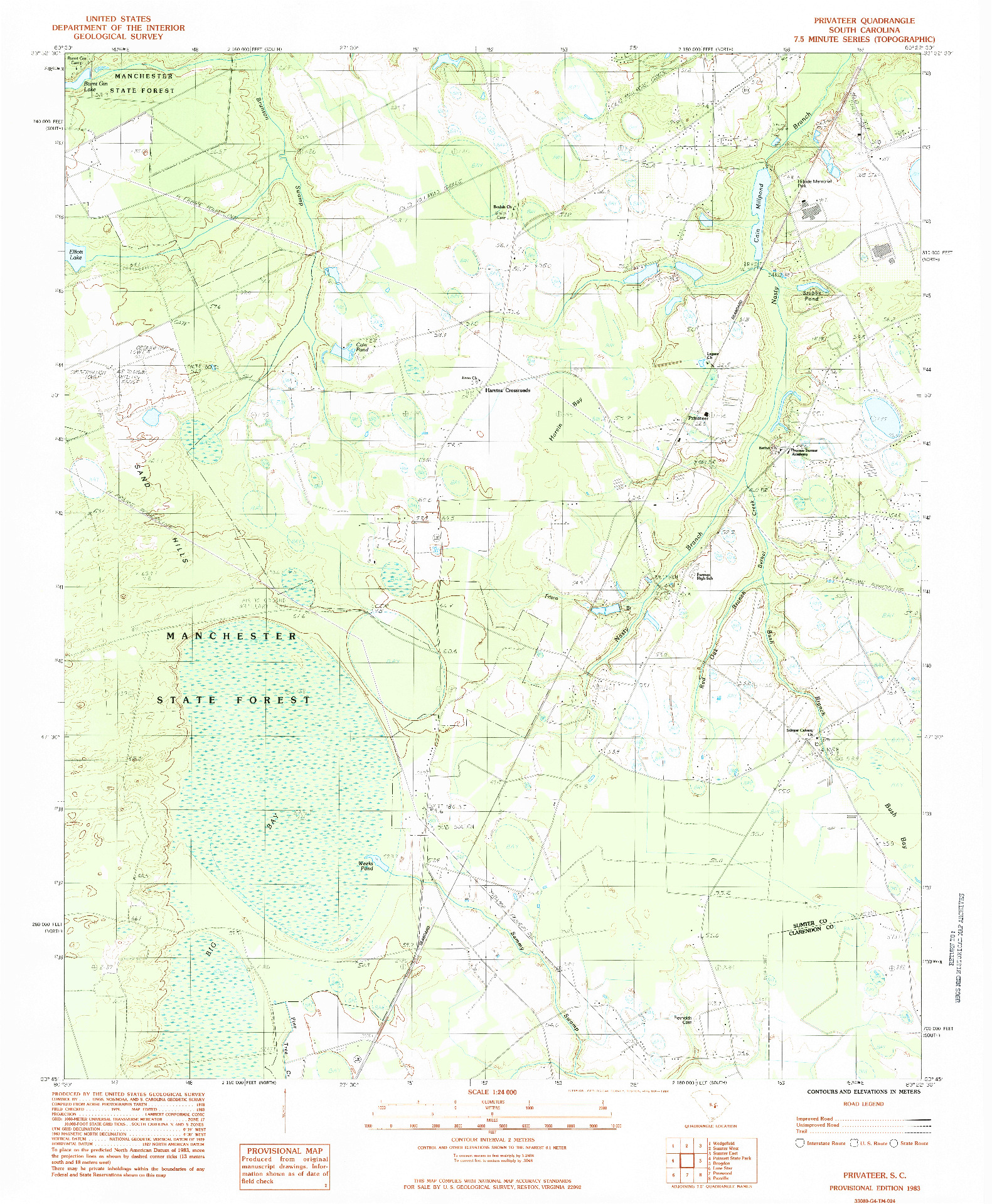 USGS 1:24000-SCALE QUADRANGLE FOR PRIVATEER, SC 1983