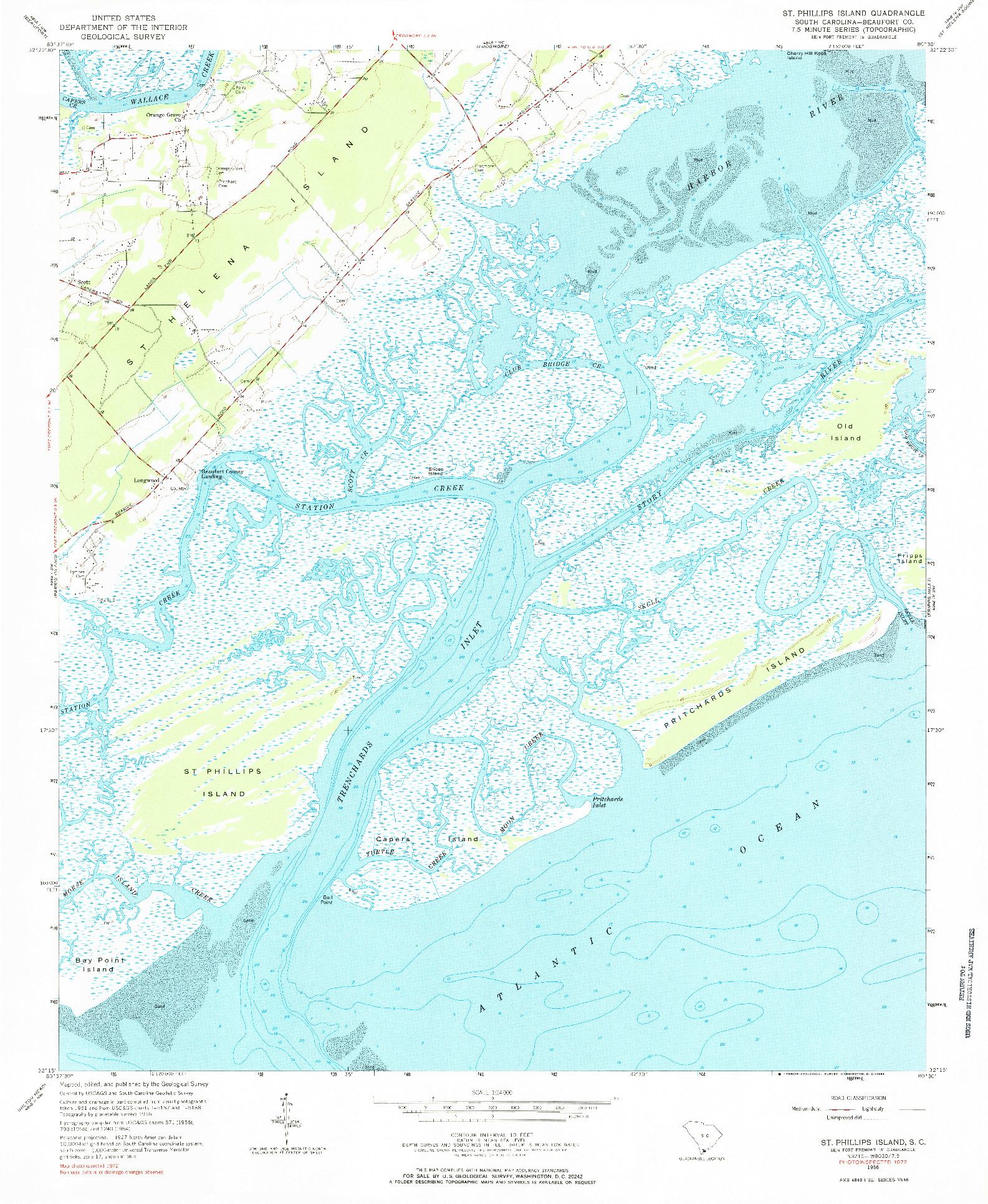 USGS 1:24000-SCALE QUADRANGLE FOR ST. PHILLIPS ISLAND, SC 1956