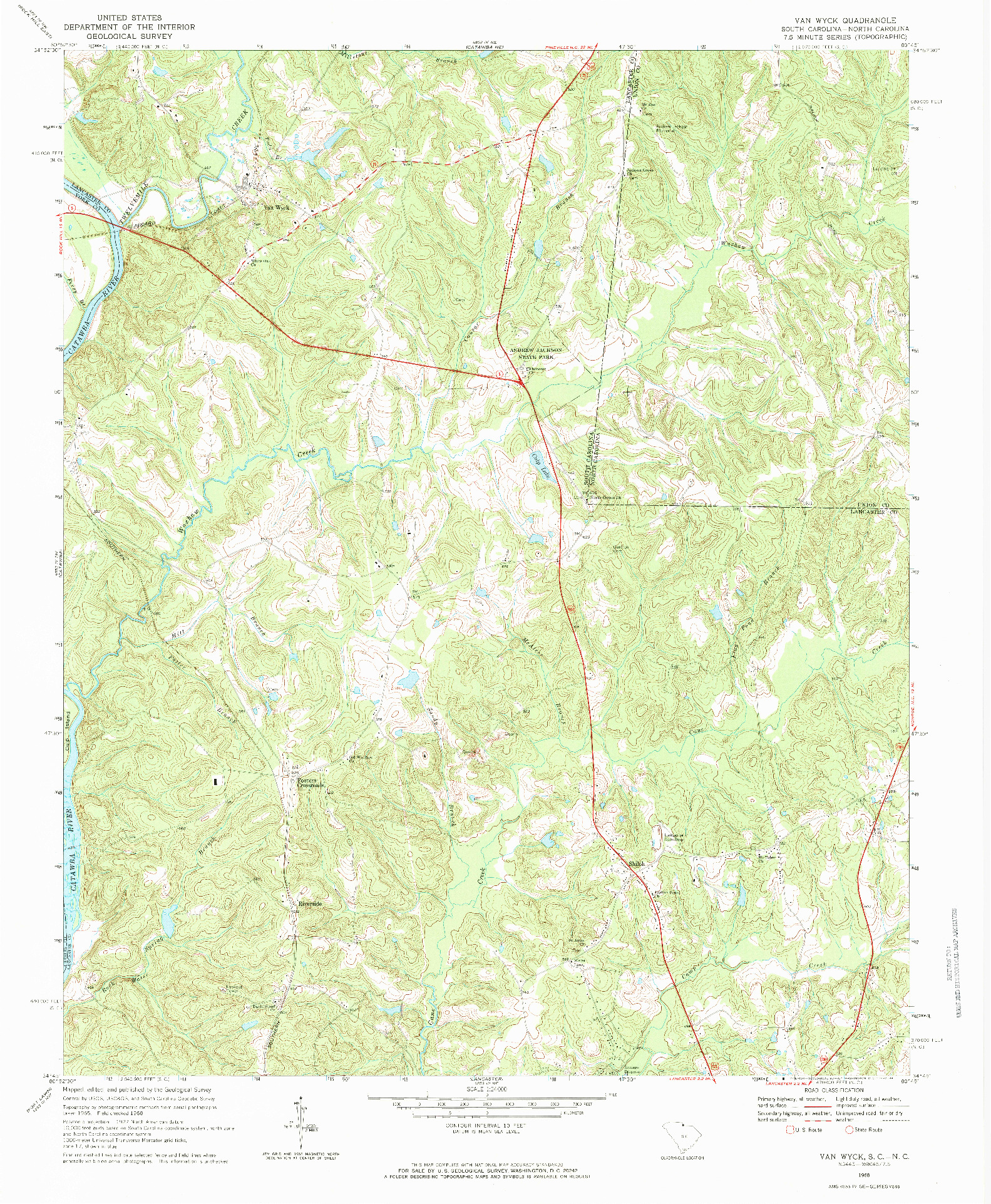 USGS 1:24000-SCALE QUADRANGLE FOR VAN WYCK, SC 1968