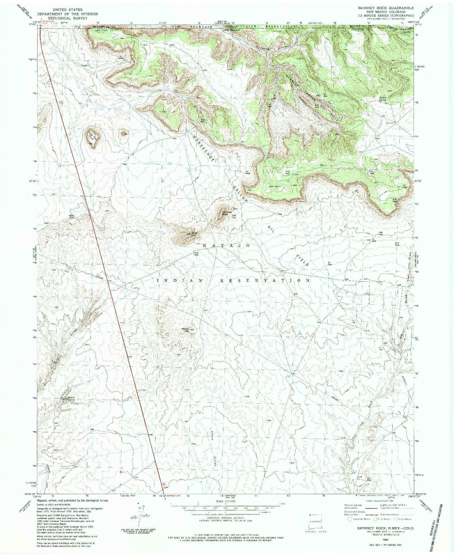 USGS 1:24000-SCALE QUADRANGLE FOR SKINNEY ROCK, NM 1983