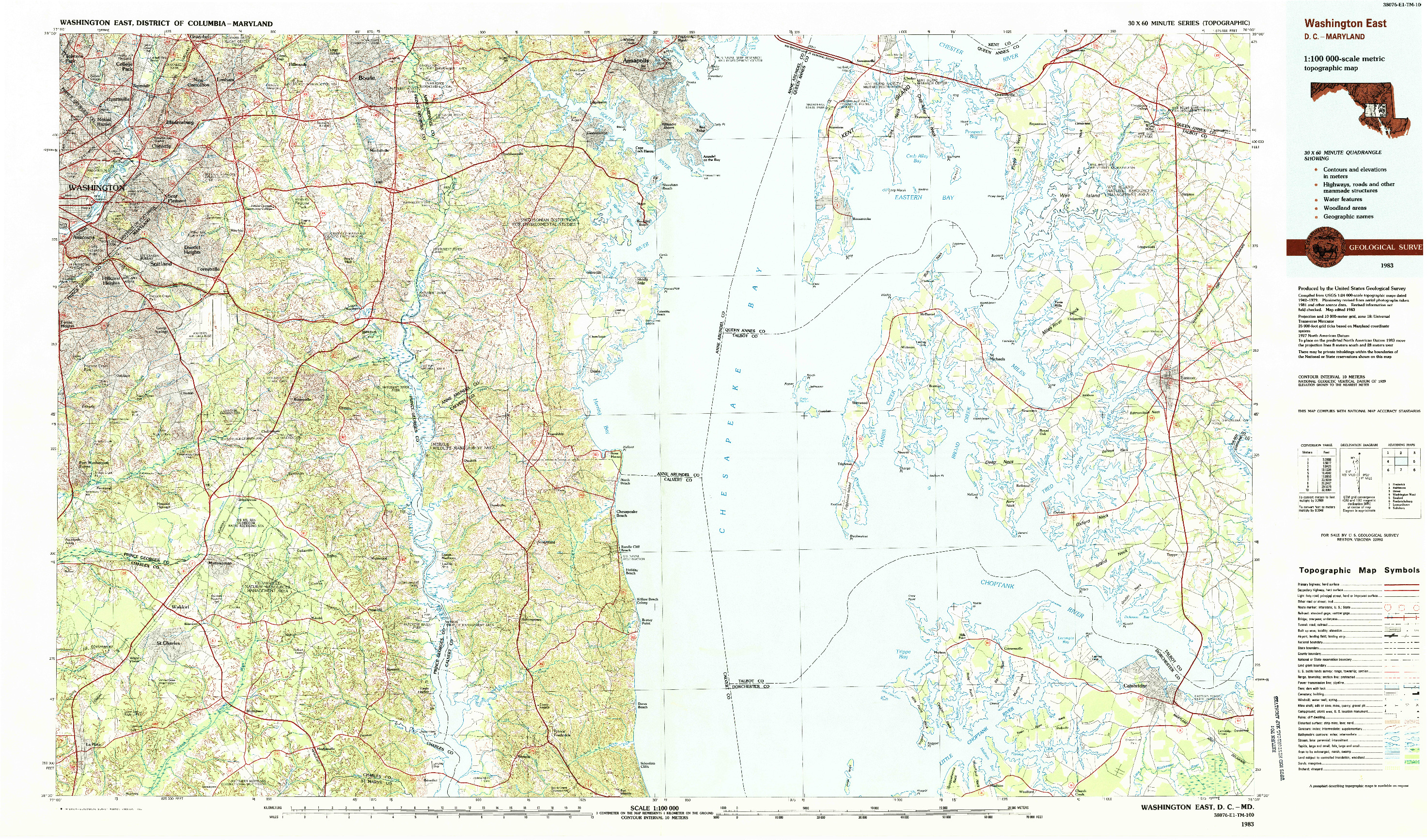 USGS 1:100000-SCALE QUADRANGLE FOR WASHINGTON EAST, DC 1983