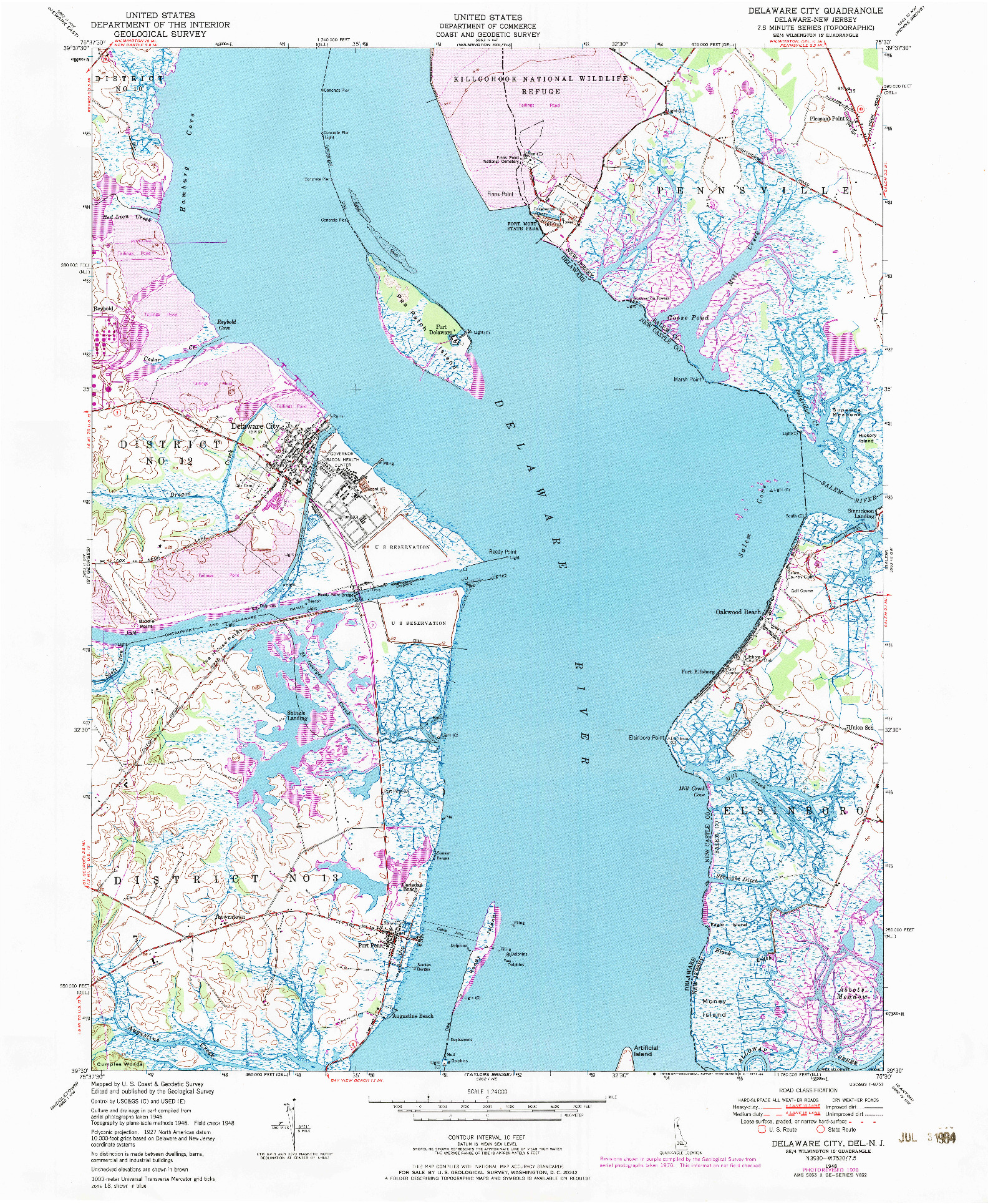 USGS 1:24000-SCALE QUADRANGLE FOR DELAWARE CITY, DE 1948