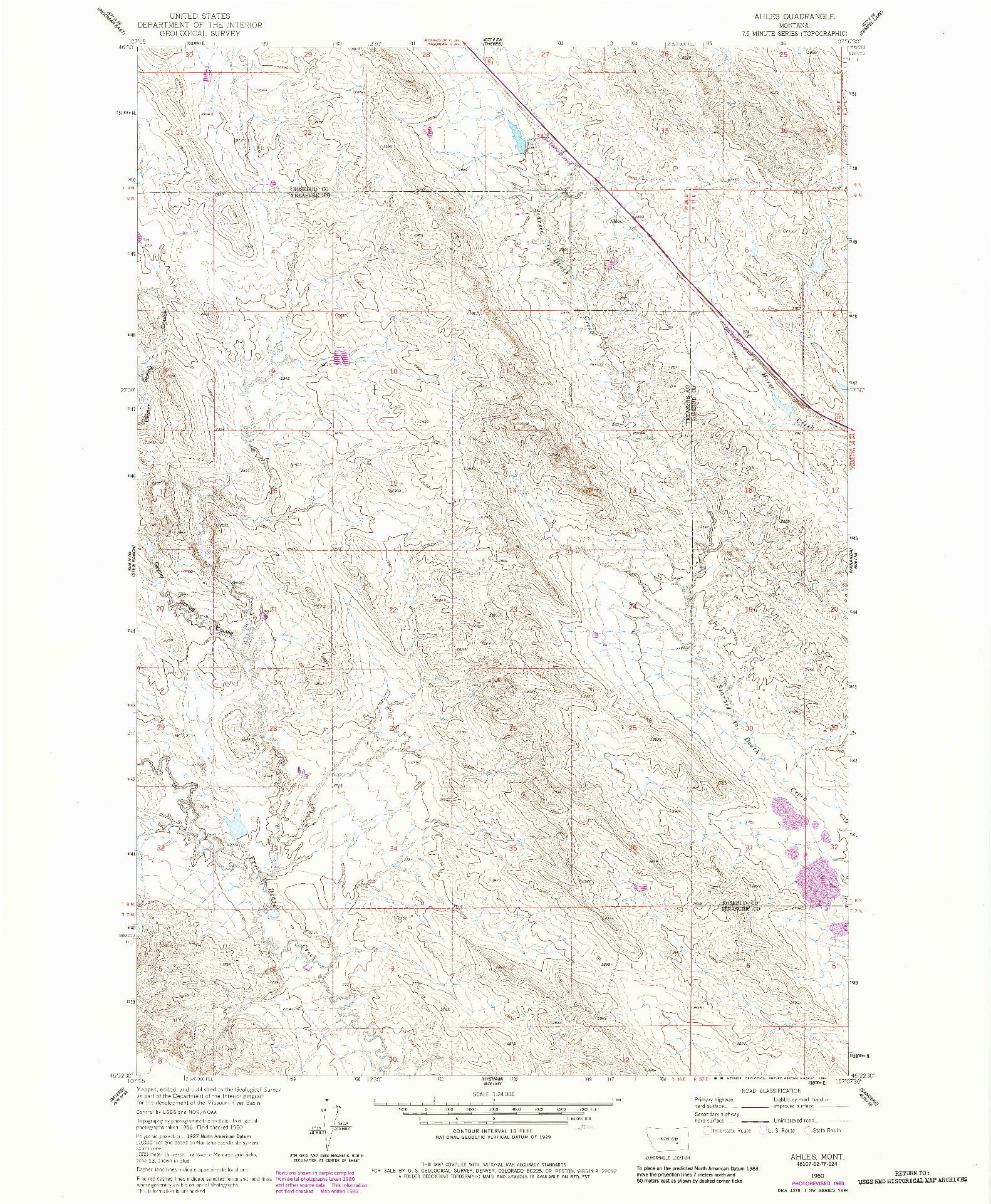 USGS 1:24000-SCALE QUADRANGLE FOR AHLES, MT 1960