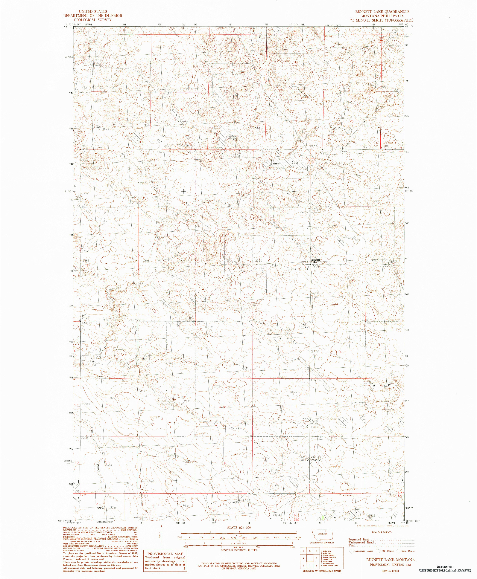 USGS 1:24000-SCALE QUADRANGLE FOR BENNETT LAKE, MT 1984