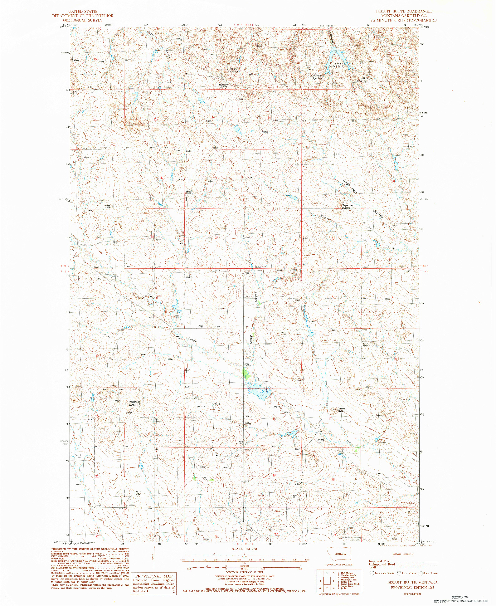 USGS 1:24000-SCALE QUADRANGLE FOR BISCUIT BUTTE, MT 1983