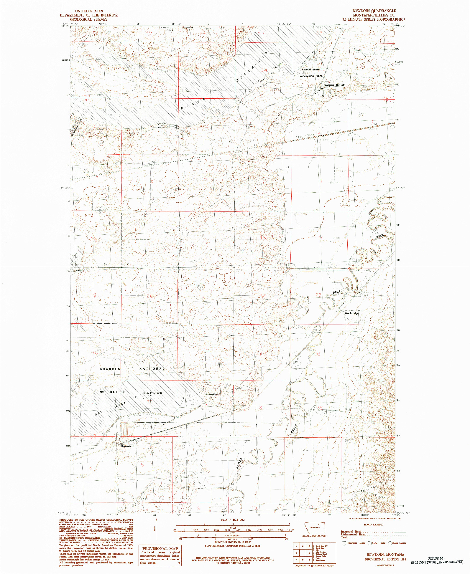 USGS 1:24000-SCALE QUADRANGLE FOR BOWDOIN, MT 1984