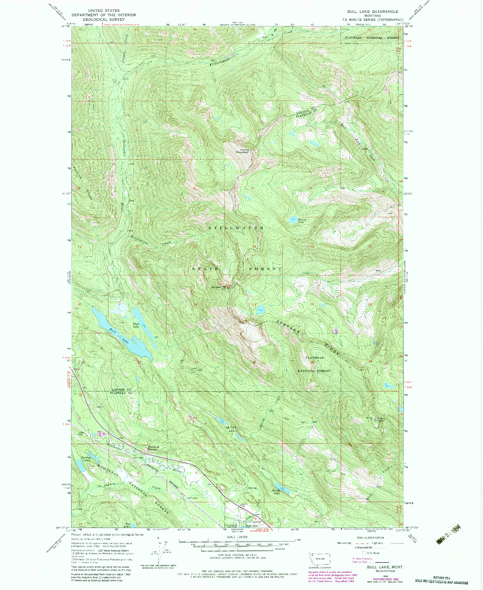 USGS 1:24000-SCALE QUADRANGLE FOR BULL LAKE, MT 1966