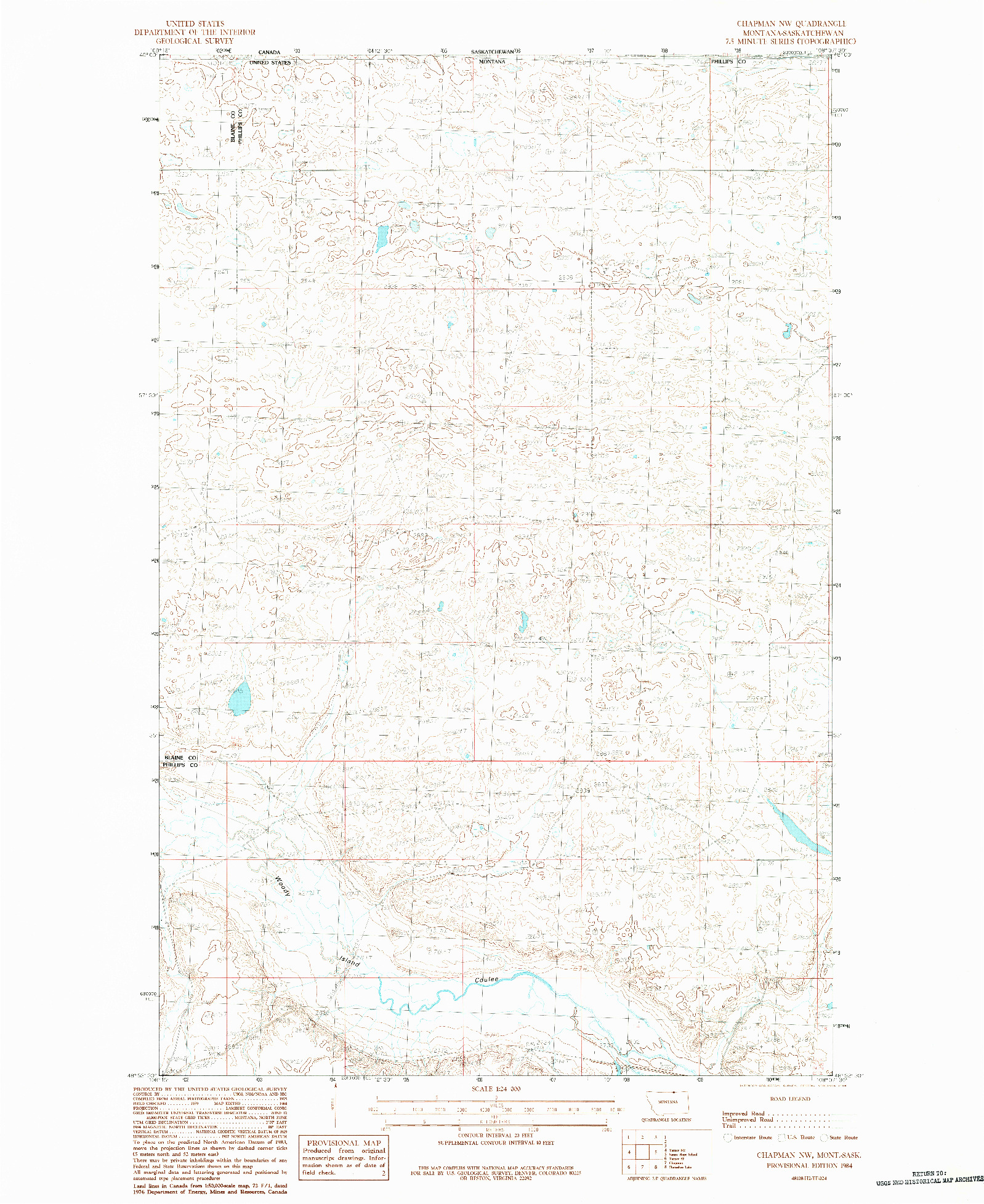 USGS 1:24000-SCALE QUADRANGLE FOR CHAPMAN NW, MT 1984
