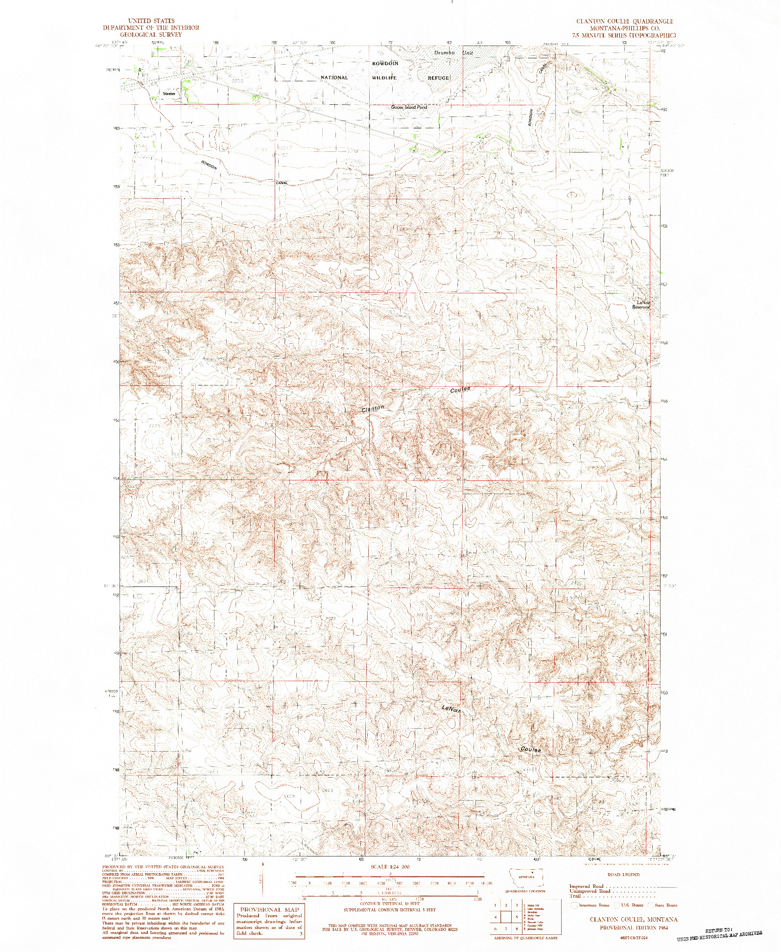 USGS 1:24000-SCALE QUADRANGLE FOR CLANTON COULEE, MT 1984