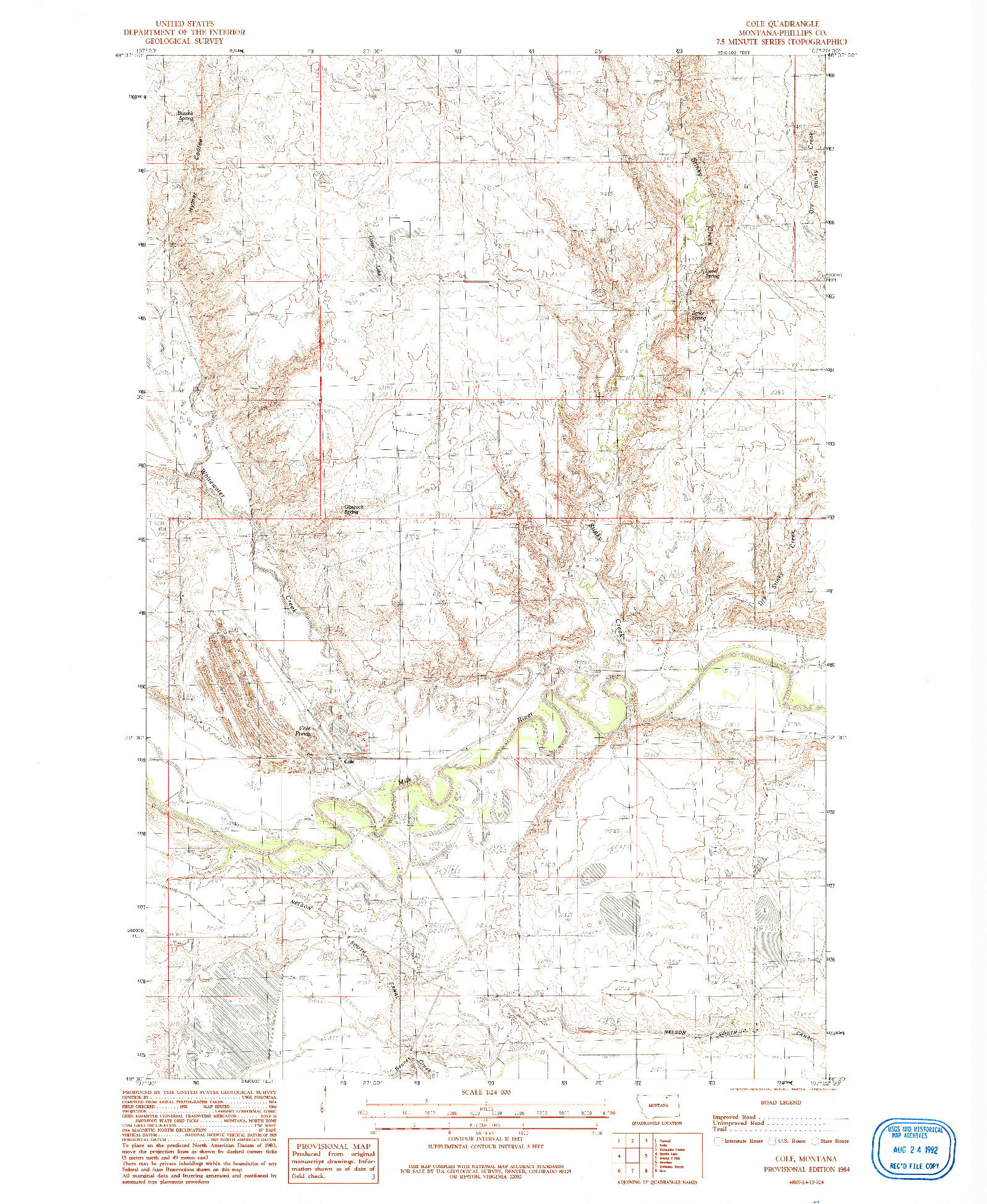 USGS 1:24000-SCALE QUADRANGLE FOR COLE, MT 1984