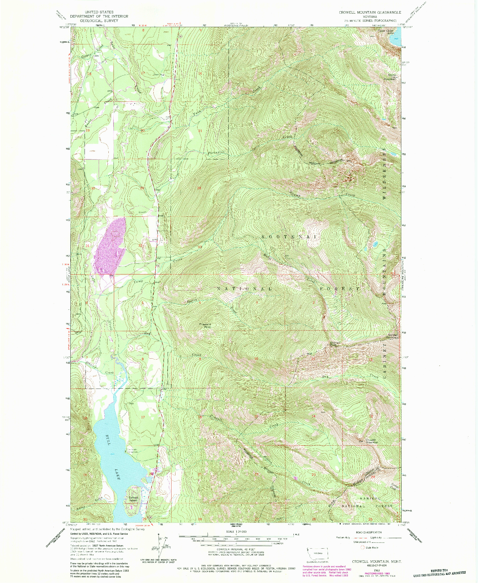 USGS 1:24000-SCALE QUADRANGLE FOR CROWELL MOUNTAIN, MT 1963