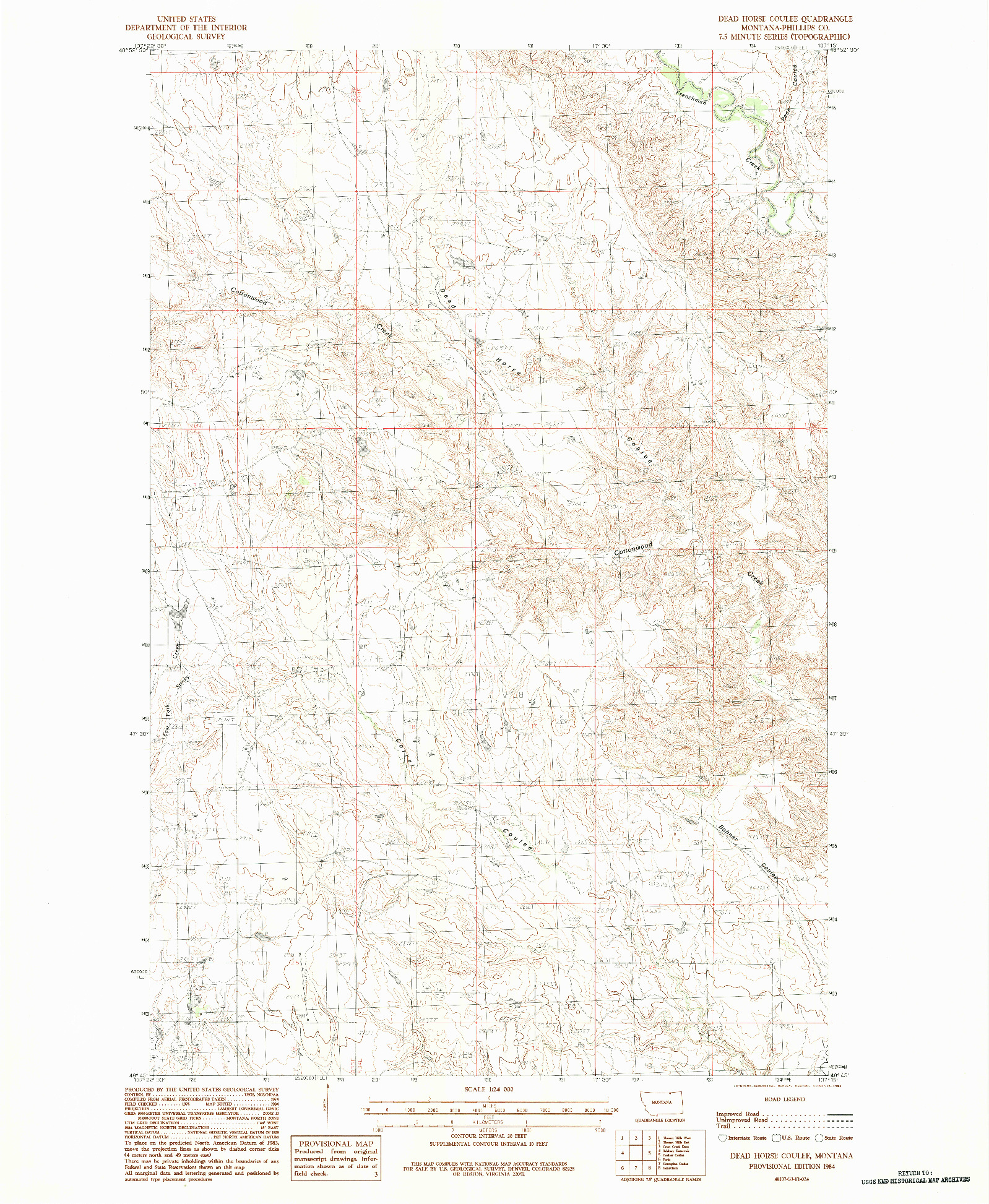 USGS 1:24000-SCALE QUADRANGLE FOR DEAD HORSE COULEE, MT 1984