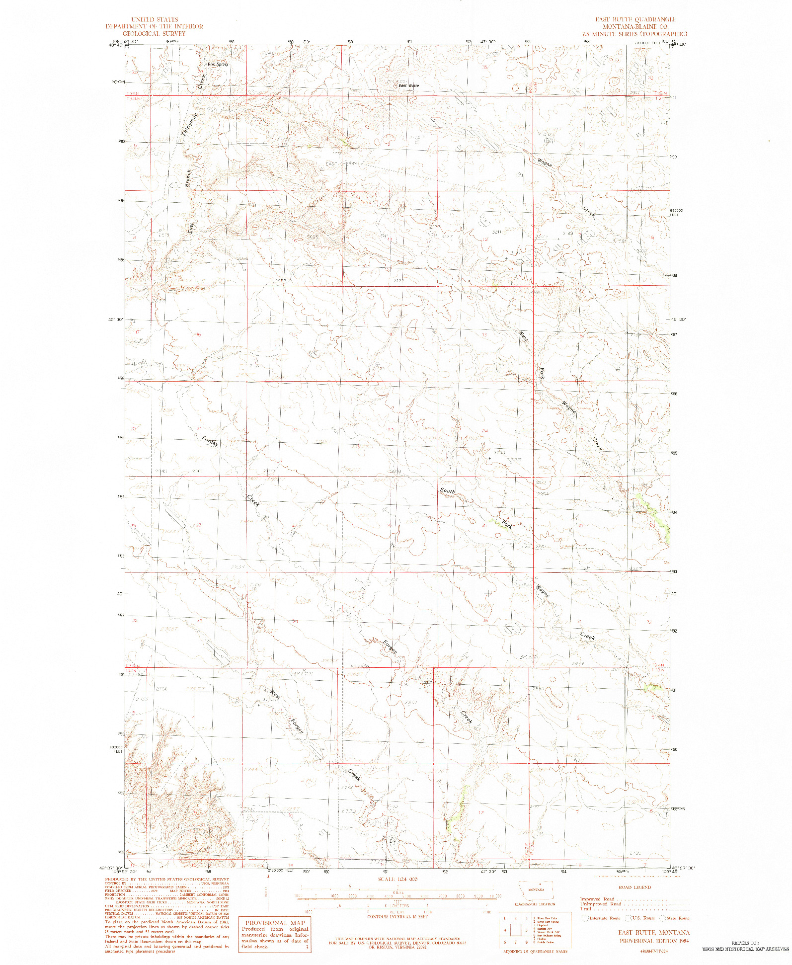 USGS 1:24000-SCALE QUADRANGLE FOR EAST BUTTE, MT 1984